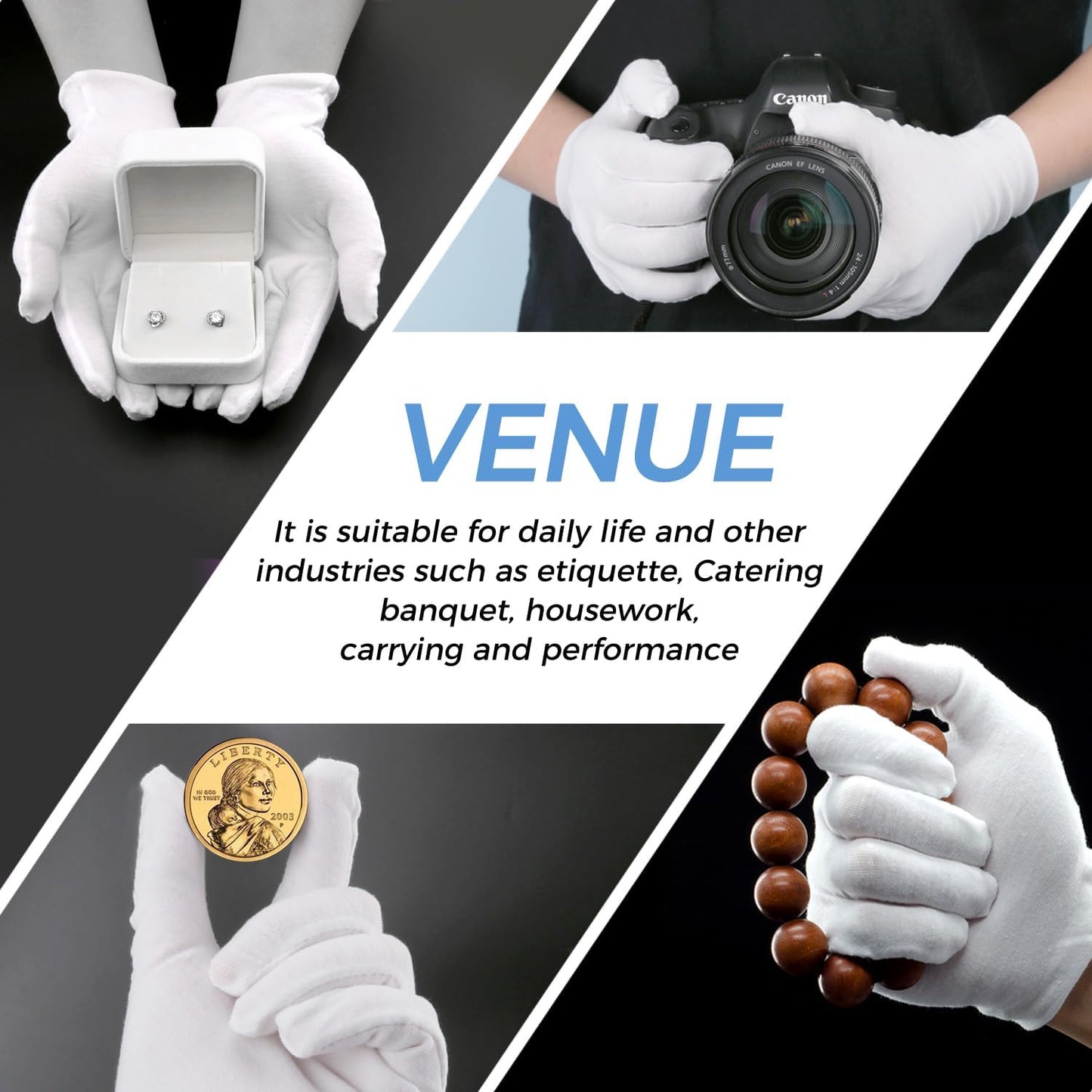 Cotton Moisturizing Gloves for Dry Hands | Soft Eczema Treatment | Stretchable White for Men & Women