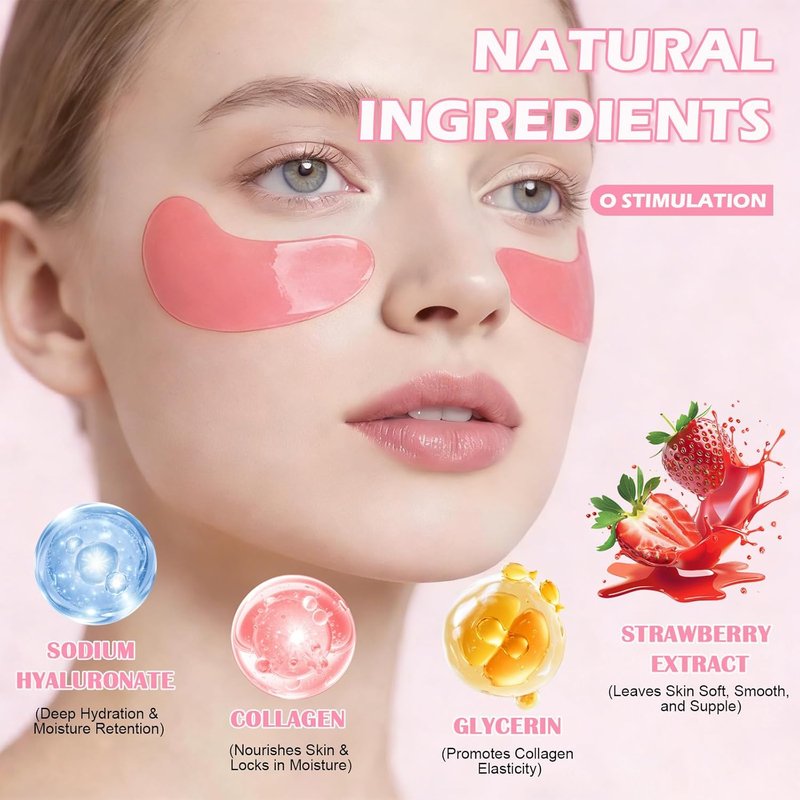 Collagen Eye Masks & Lip Masks - Pink Under Eye Patches for Puffy Eyes | Korean Skincare Gift Set