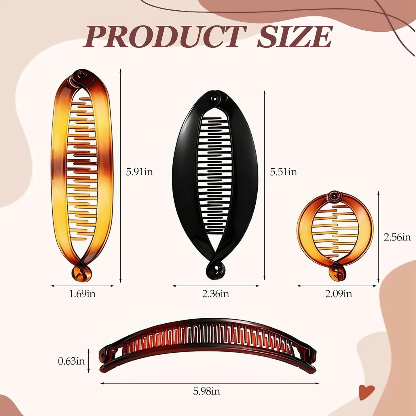 Banana Hair Clip Set - Vintage French Ponytail Holders for Thick & Curly Hair | 12-Piece Collection