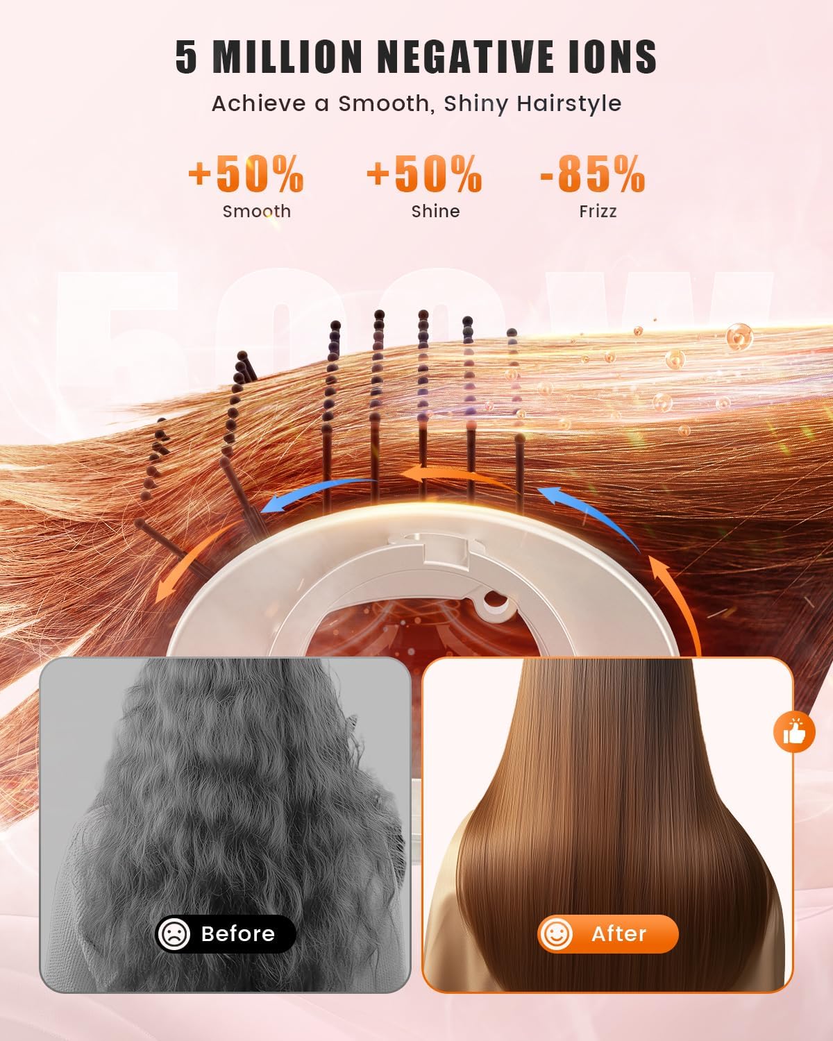 8-in-1 Hot Air Styler & Hair Dryer Brush - Multi-Styler with Auto-Wrap Curler | Fast Drying, Heat Damage-Free (Gold)