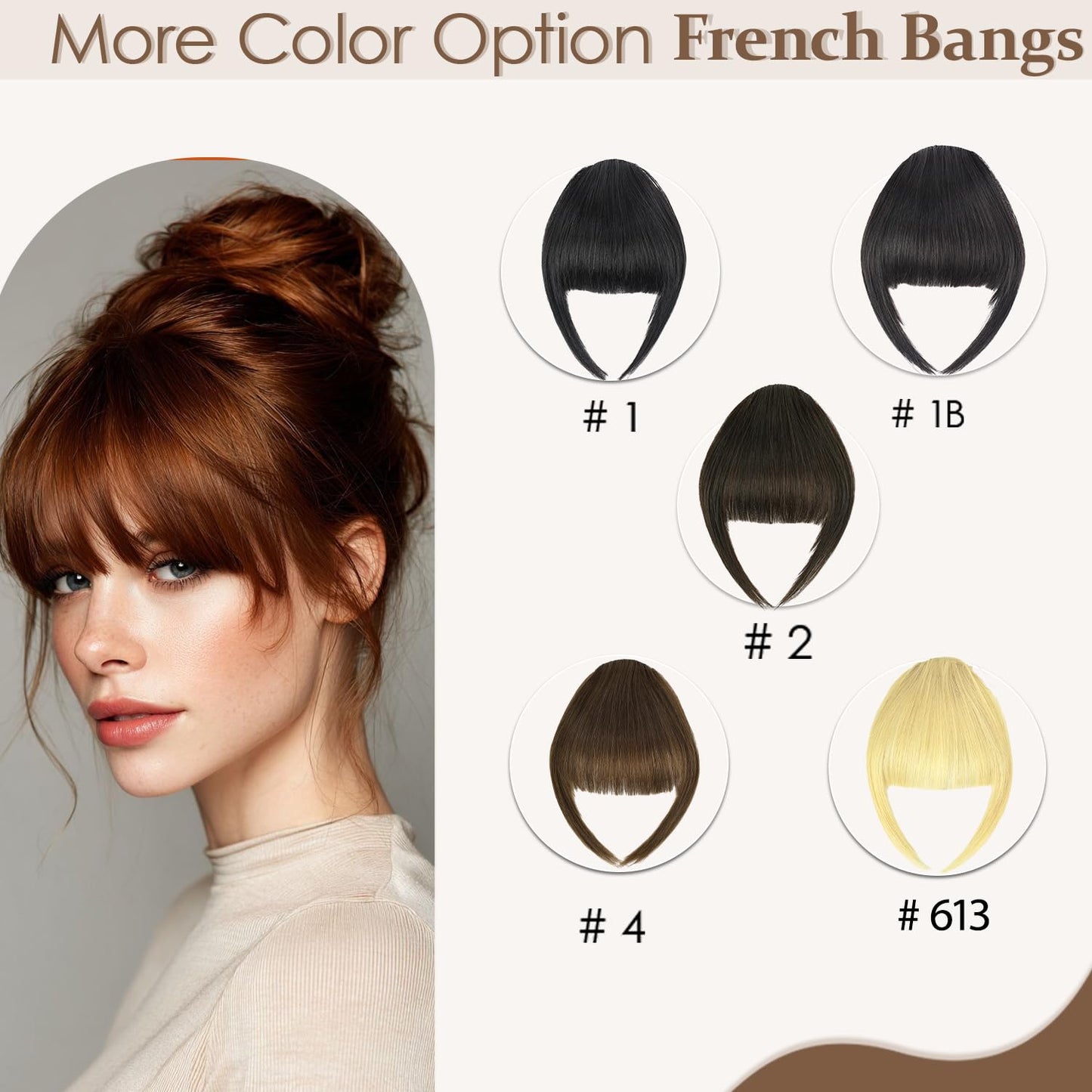 KISANOF Clip on Bangs for Women 100% Real Human Hair Bleach Blonde Soft Layered Fringe French Fake Bangs Hair Hairpieces for Women Curved Bangs for Daily Wear