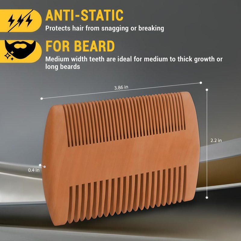 MEGAN Men's Beard Care Kit, Natural Boar Bristle Beard Brush, Anti-Static Pear Wood Comb, Stainless Steel Scissors with Travel Bag for Beard & Mustache Grooming.