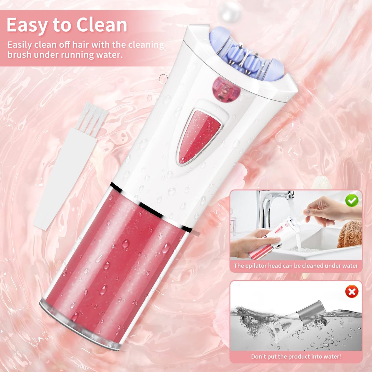 Facial Epilator for Women - 2026 New Electric Hair Remover for Body/Face/Chin/Arms/Bikini - Cordless Hair Removal Device Battery Operated with LED Light - Mini Epilator for Teen Girl Travel Home