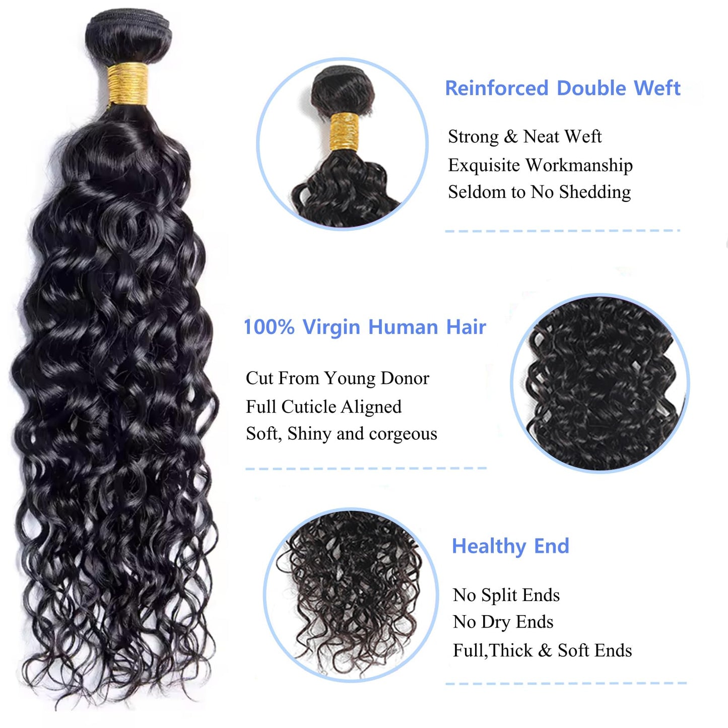 Water Wave Human Hair Bundles 20 22 24 Inch 12A Curly Bundles Human Hair 100% Unprocessed Brazilian Virgin 3 Bundles Wet and Wavy Weave Extensions