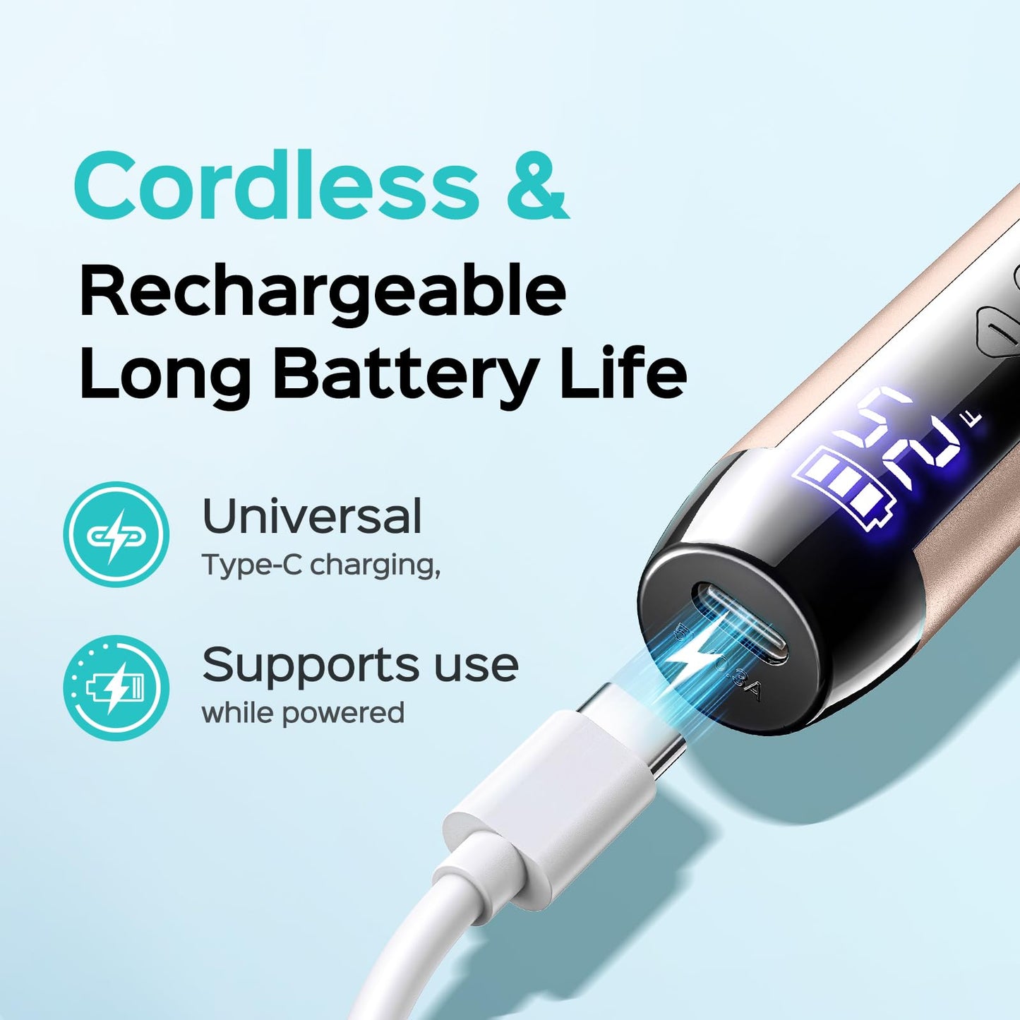 COSLUS C51 Cordless Nail Drill Electric File: Professional for Acrylic Gel Dip Powder Nails, Portable All-in-One Nail Drill Machine Kit for Manicure & Pedicure, with LED Screen & 25 Speeds