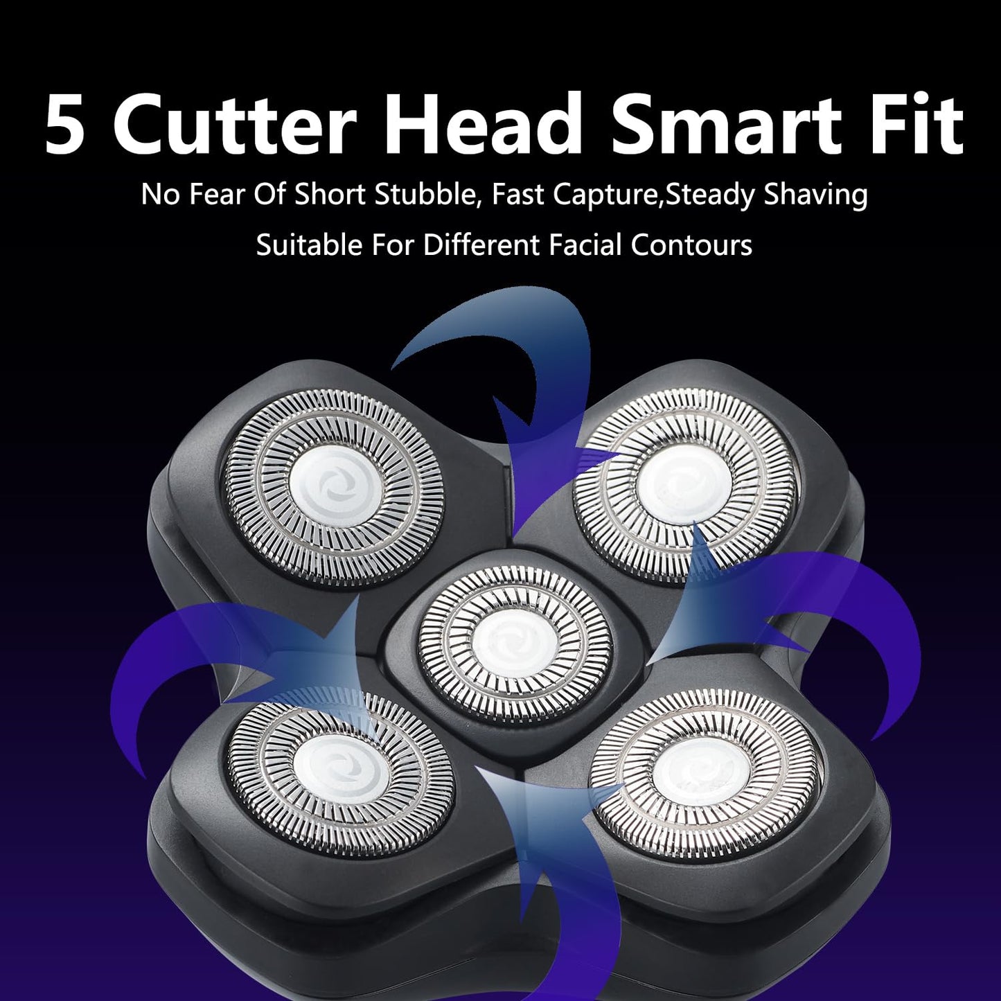 HONTEC New Upgrade 5 Head Shaver Replacement Heads for Skull Shaver, Pitbull, Palm and Butterfly Kiss Shavers