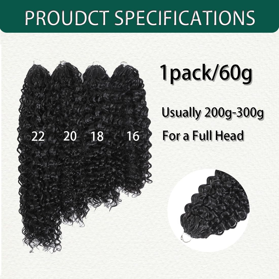 Pre-Separated Feather Crochet Human Hair Natural Black Extensions Deep Wave 18 Inch Invisible Crochet Hair for Black Women
