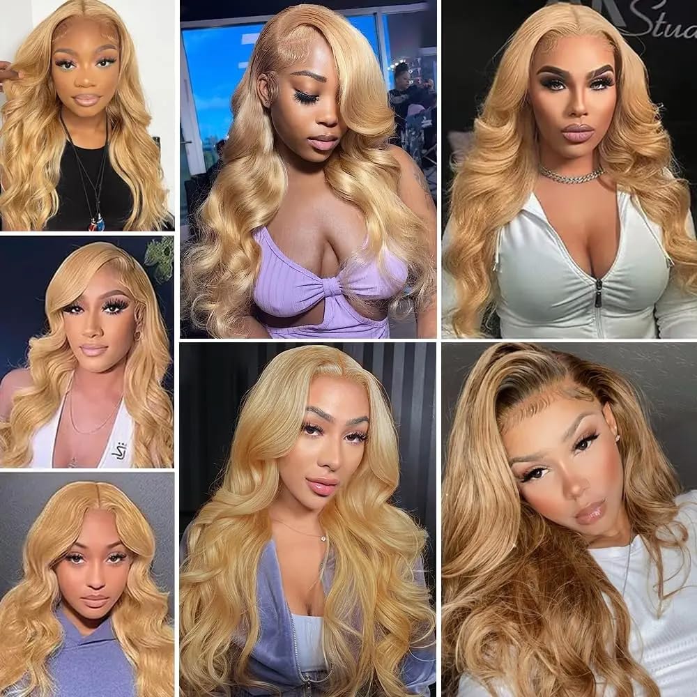 300g Blonde Bundles Human Hair Honey Blonde Body Wave Bundles 16 18 20 inch #27 Body Wave Bundle Double Weft 300g