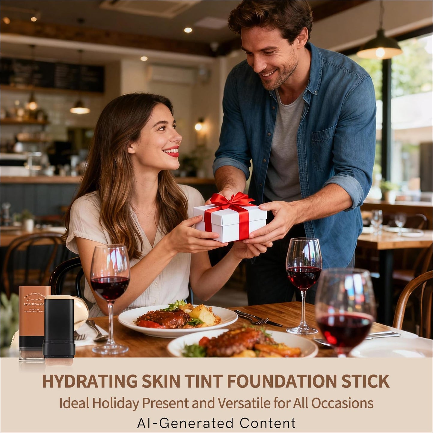 Full Coverage Foundation Stick with Contour Brush, Waterproof & Long-Lasting Foundation Makeup, Buildable Concealer Stick for All Skin Types, Lightweight Daily Natural Matte Finish for Beginners