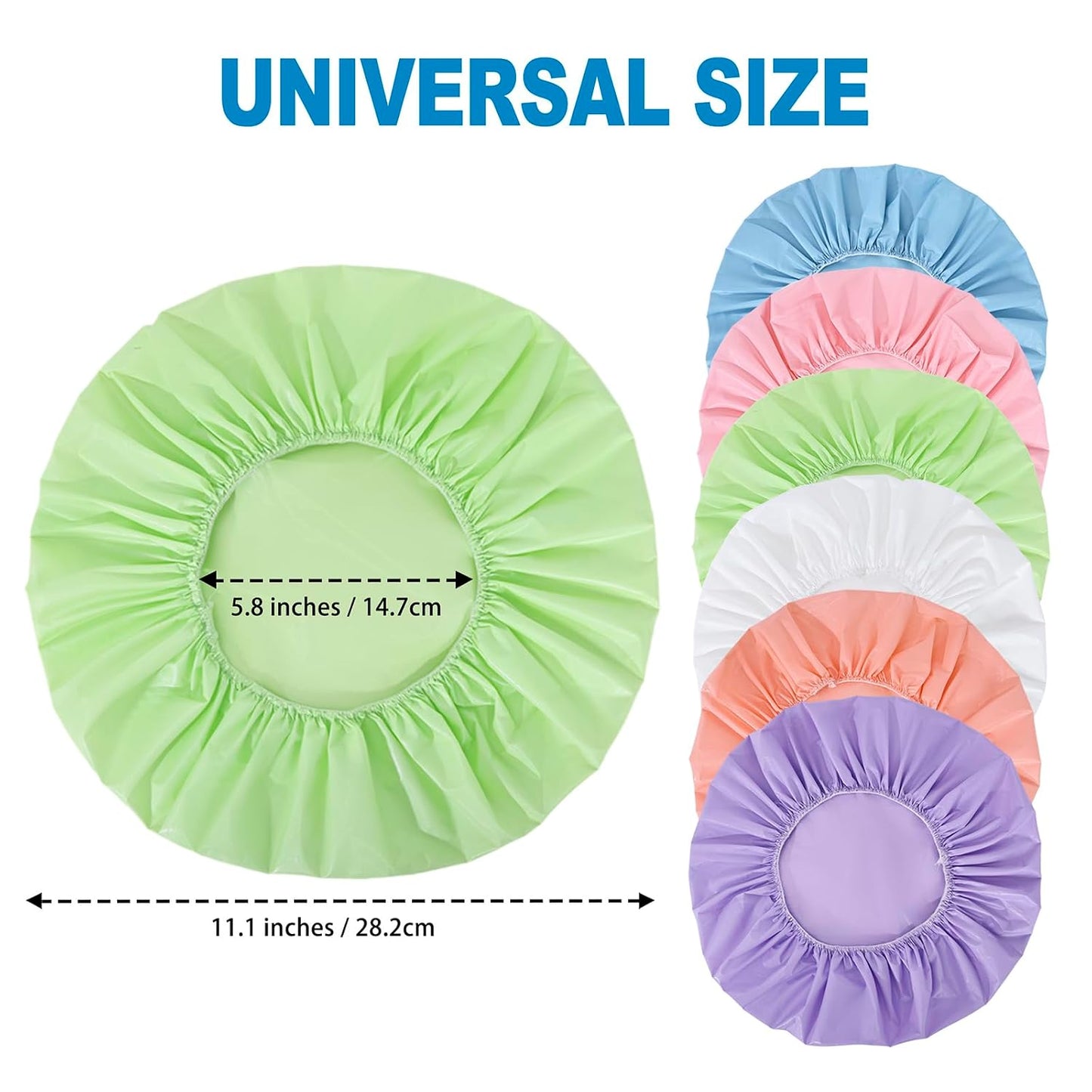 Waterproof Shower Caps for Women - 6 PCS Reusable Elastic Bathing Caps | Double-Sided EVA in Candy Colors
