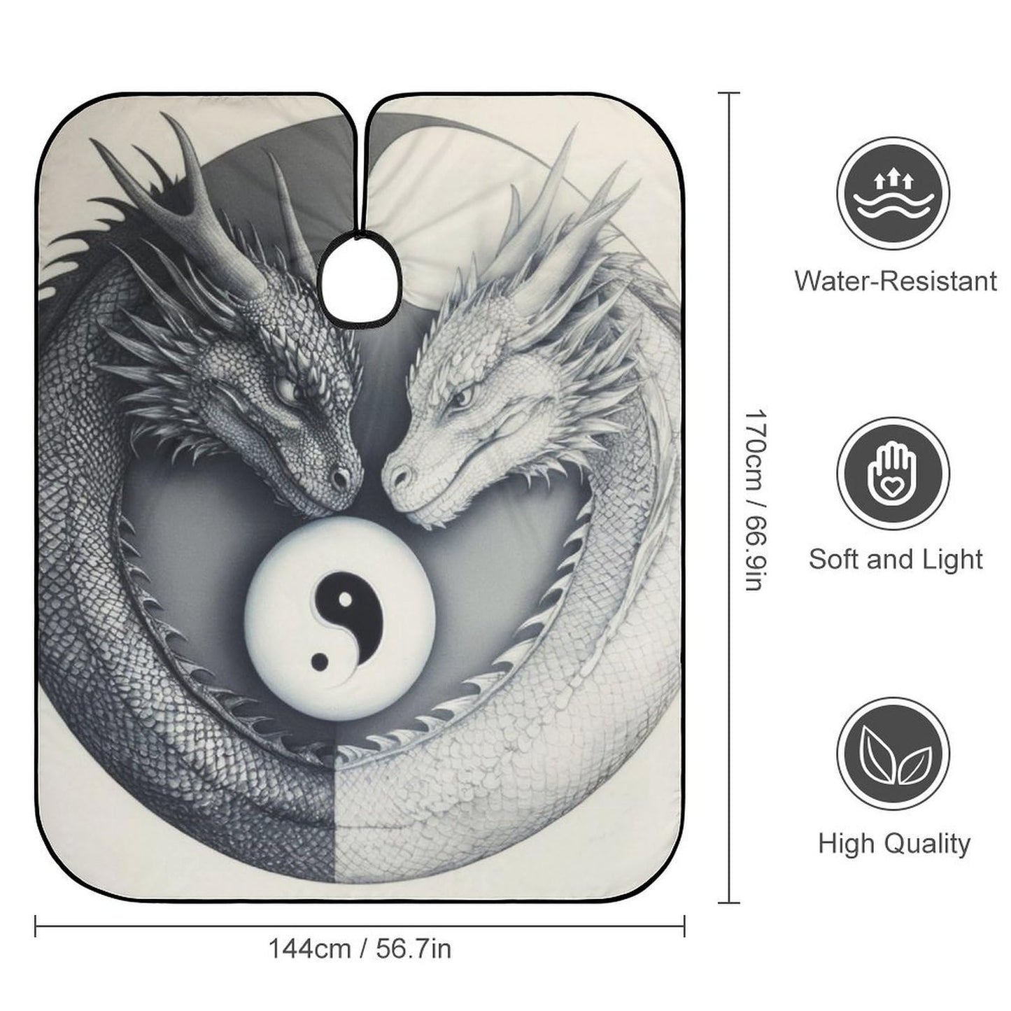 Waterproof Professional Hair Cutting Cape Large Salon Barber Cape for Men Women Dragon Yin Yang