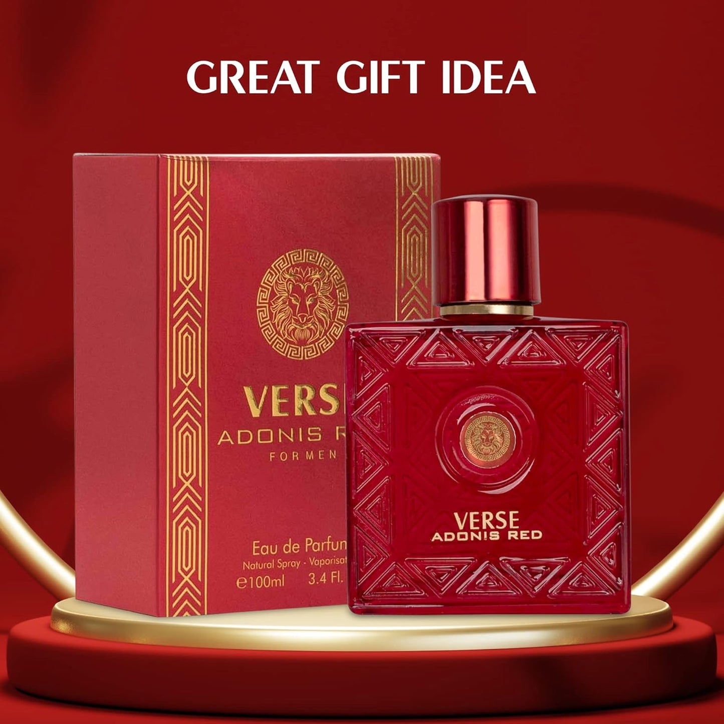 Adonis Red Eau De Parfum for Men - 100ml Fruity Warm Floral Fragrance | Includes NovoGlow Pouch