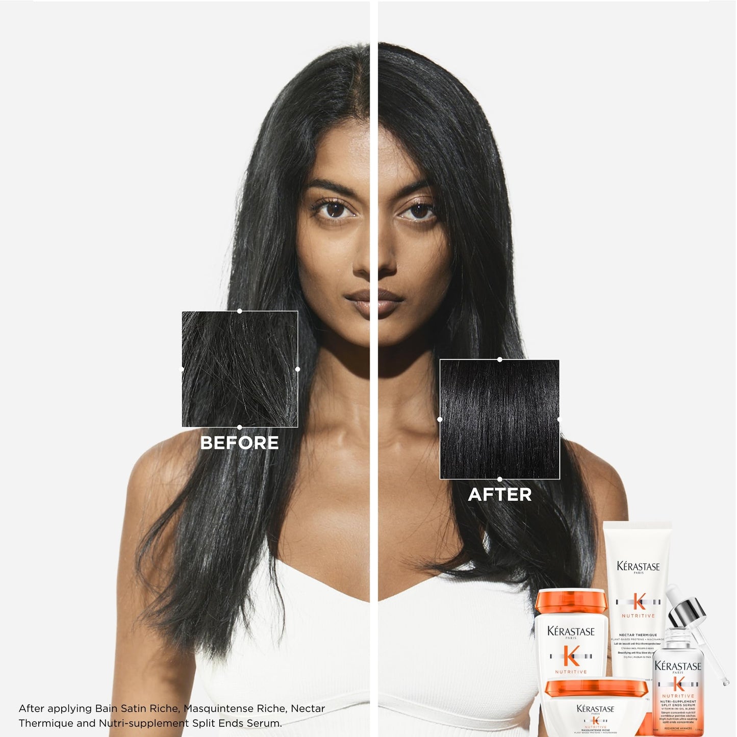 Kerastase Nutritive Nectar Thermique Heat Protecting Leave-In Cream | Deeply Condition and Reduce Frizz | Instant Softness & Shine | With Plant-based Proteins | For Medium to Thick Dry Hair|1.69 Fl Oz