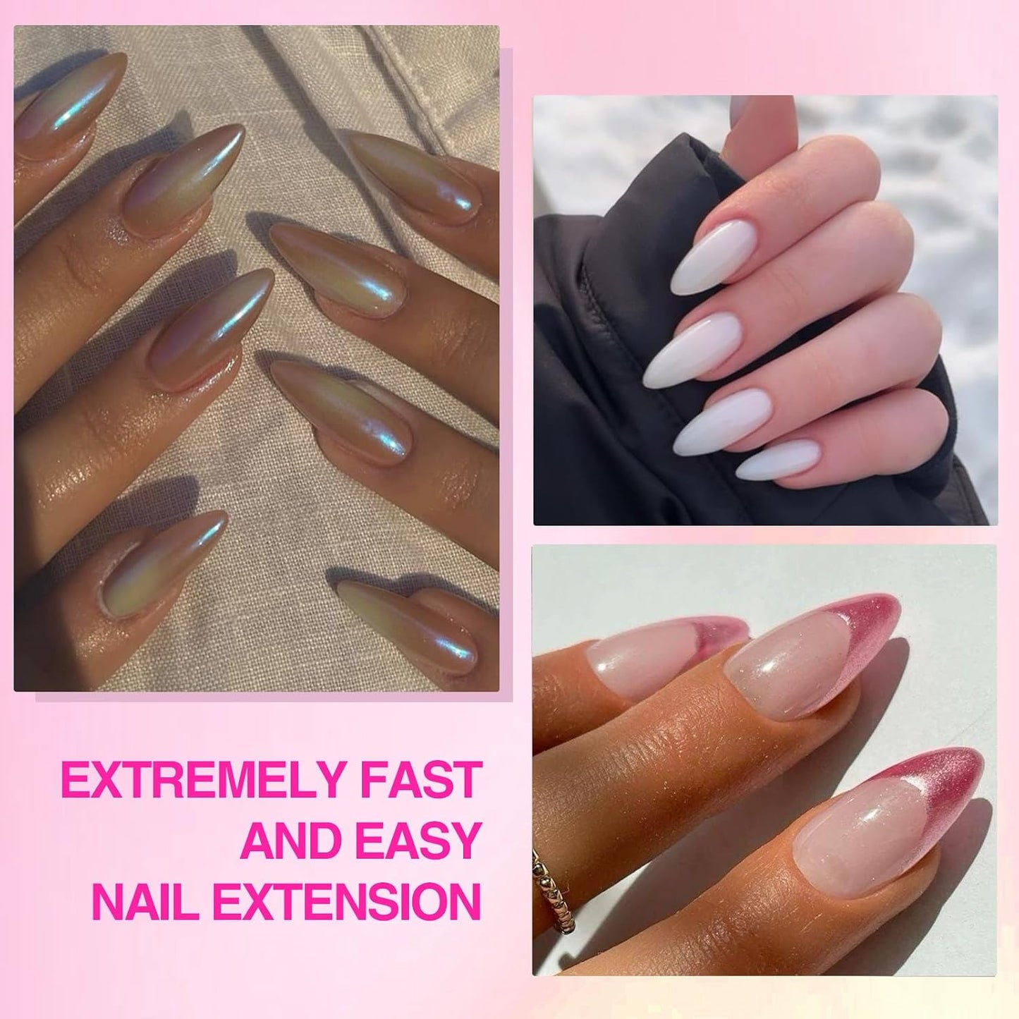 Almond Gel Nail Kit - Complete Nail Drill Set with UV Lamp & 500PCS Tips | DIY Manicure Tools for Home Use