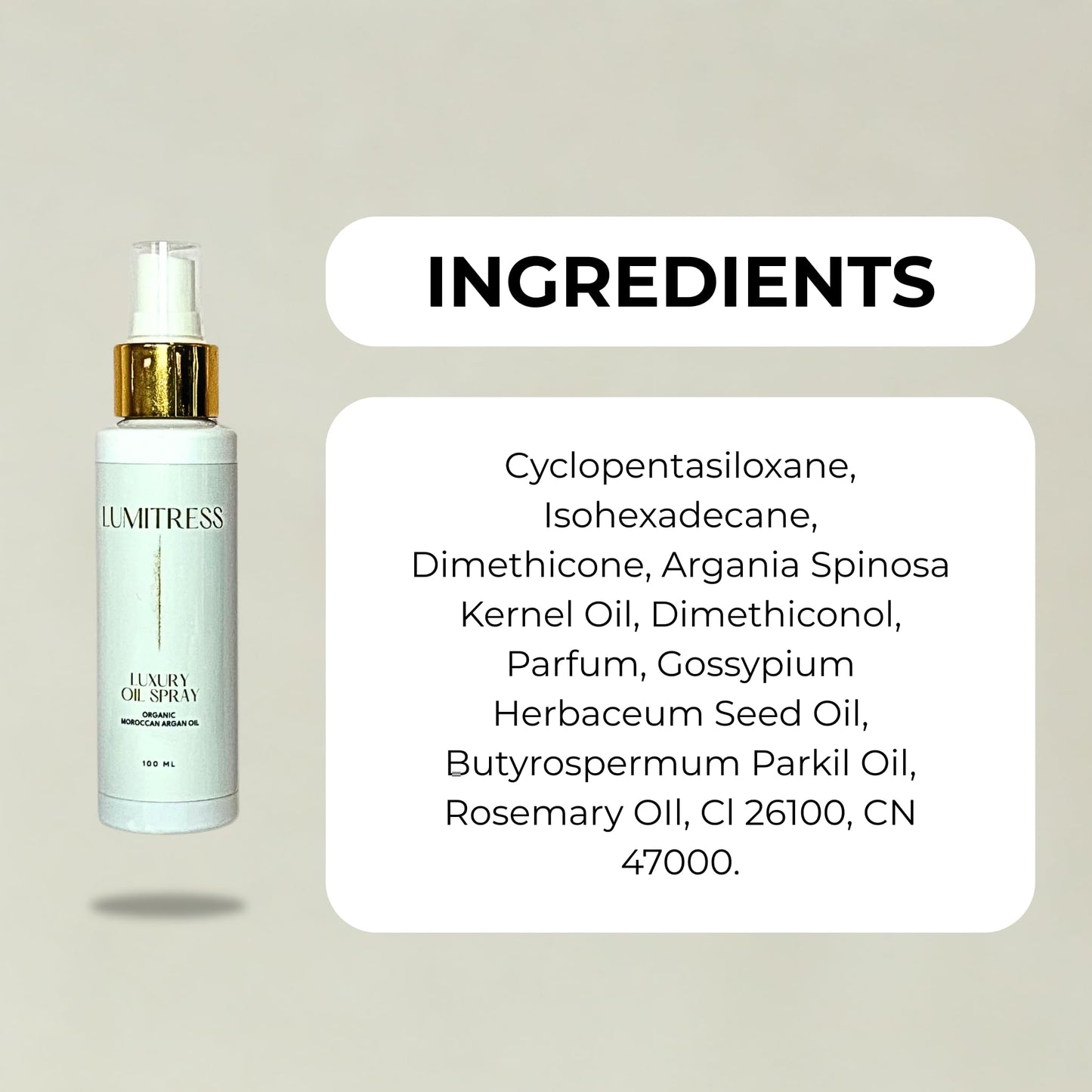 Lumitress Luxury Oil Spray, Ultra-Fine Hydrating Mist for Shine and Softness