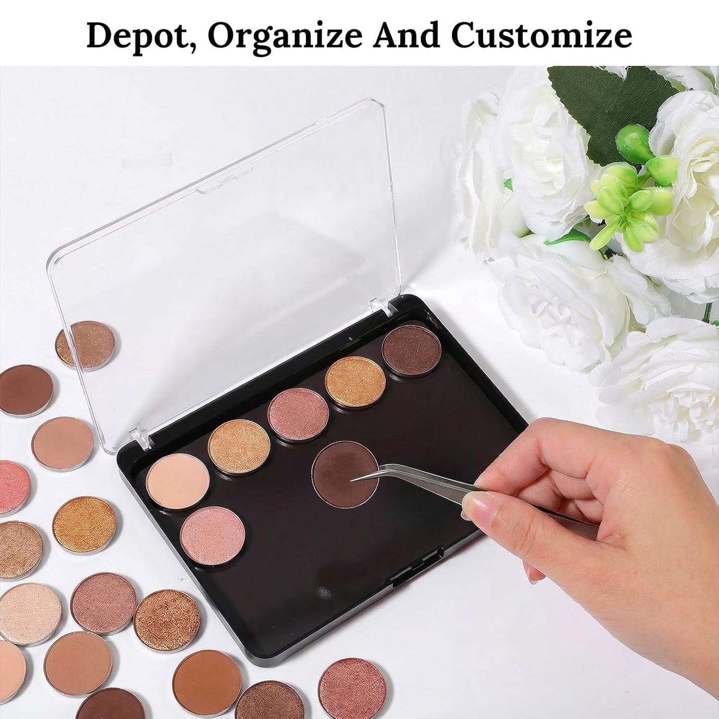 Magnetic Makeup Palette - 6 Pack Clear Top Organizer for DIY Cosmetics | Travel Storage Box, 5.5x4 Inch, Black