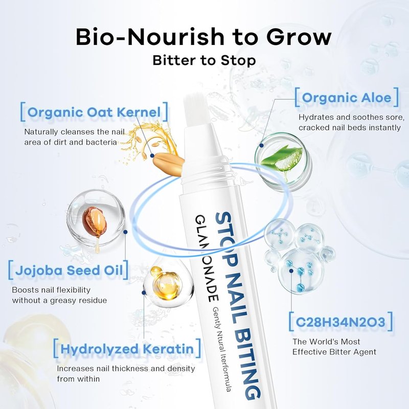 Glamonade Nail Biting Prevention for Kids - Bitter Taste Habit Correction Formula | Non-Toxic & Invisible Matte Finish