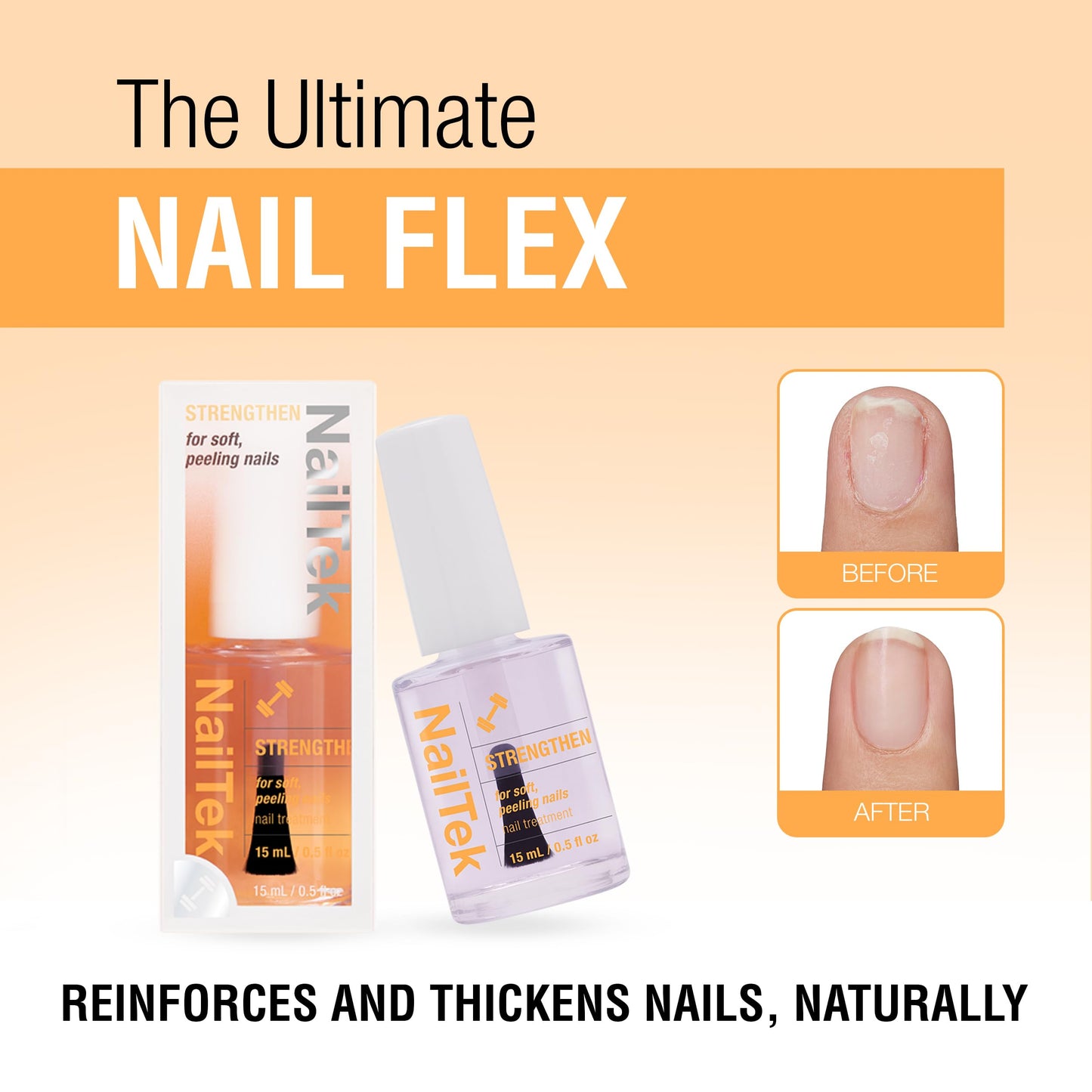 Nail Tek 2 Nail Strengthener Polish Repair Treatment for Weak Nails, 0.5 oz