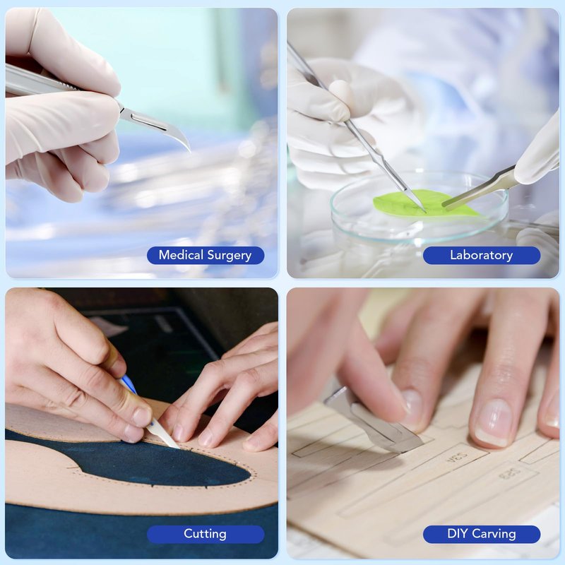 JMU 100pcs Sterile Surgical Blades #12, Disposable Stainless Steel Scalpel Blades, Individually Foil Wrapped