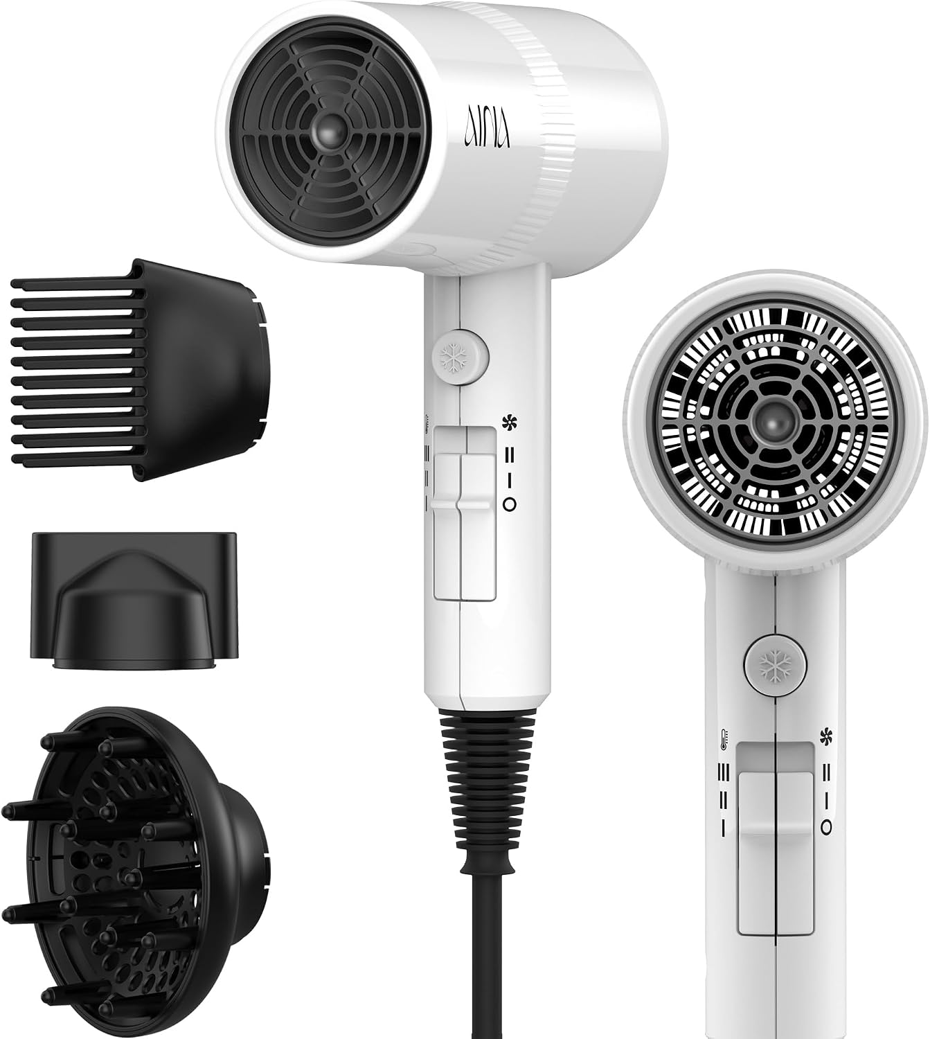 AINA Hair Dryer with Diffuser - Advanced Ionic Technology & Ceramic Coating | Fast Drying & Shine in Babe Pink 110V