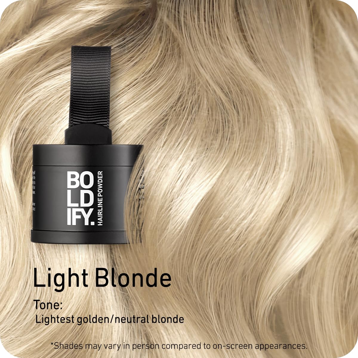 BOLDIFY Hairline Powder - Water-Resistant Root Touch Up Hair Color for Gray Coverage - 24-Hour Stain-Proof, Mess-Free Hair Powder for Thinning Hair - Light Blonde
