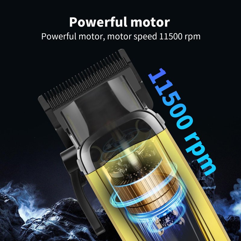Hnice Professional Hair Clippers for Men 11500 RPM Barber Clippers Cordless with LED Display, 2000mAh Battery 150 Mins Runtime, DLC Blade, Charging Base & 8 Guide Combs Haircut Kit,HN-280