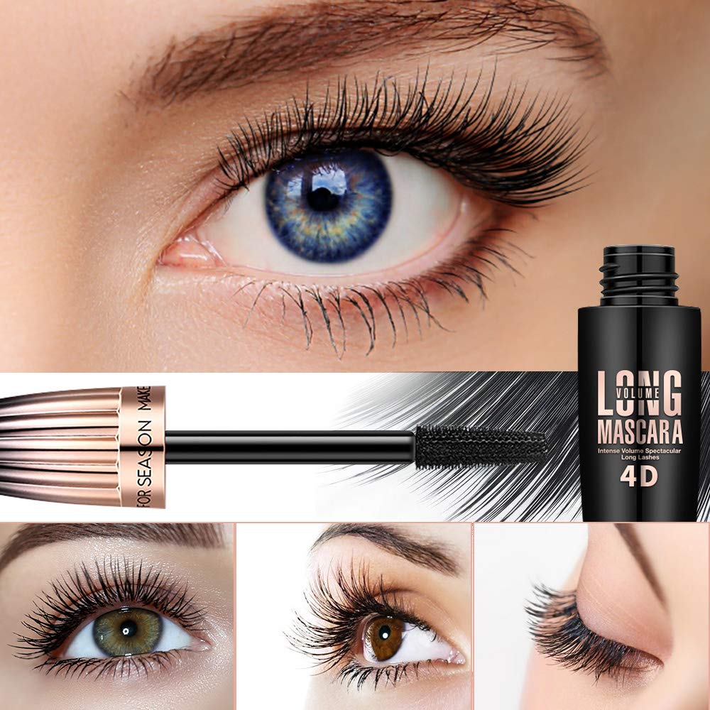 4D Silk Fiber Lash Mascara - Waterproof Black Volume & Length | Smudge-Proof, No Clumping, 2 Pack