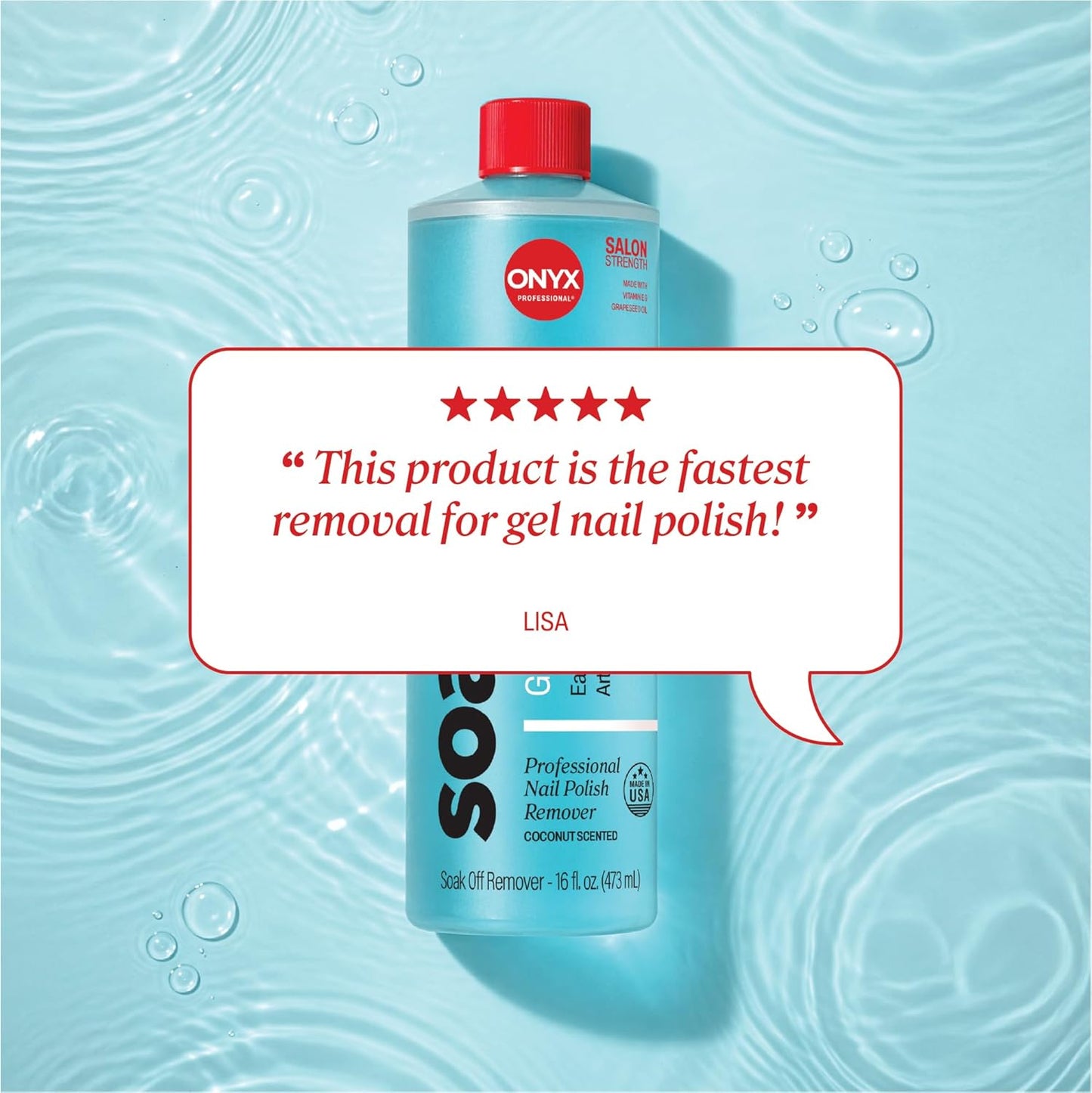Coconut Scented Nail Polish Remover - Maximum Strength Gel Formula with Vitamin E & Grape Seed Oil | 16 oz