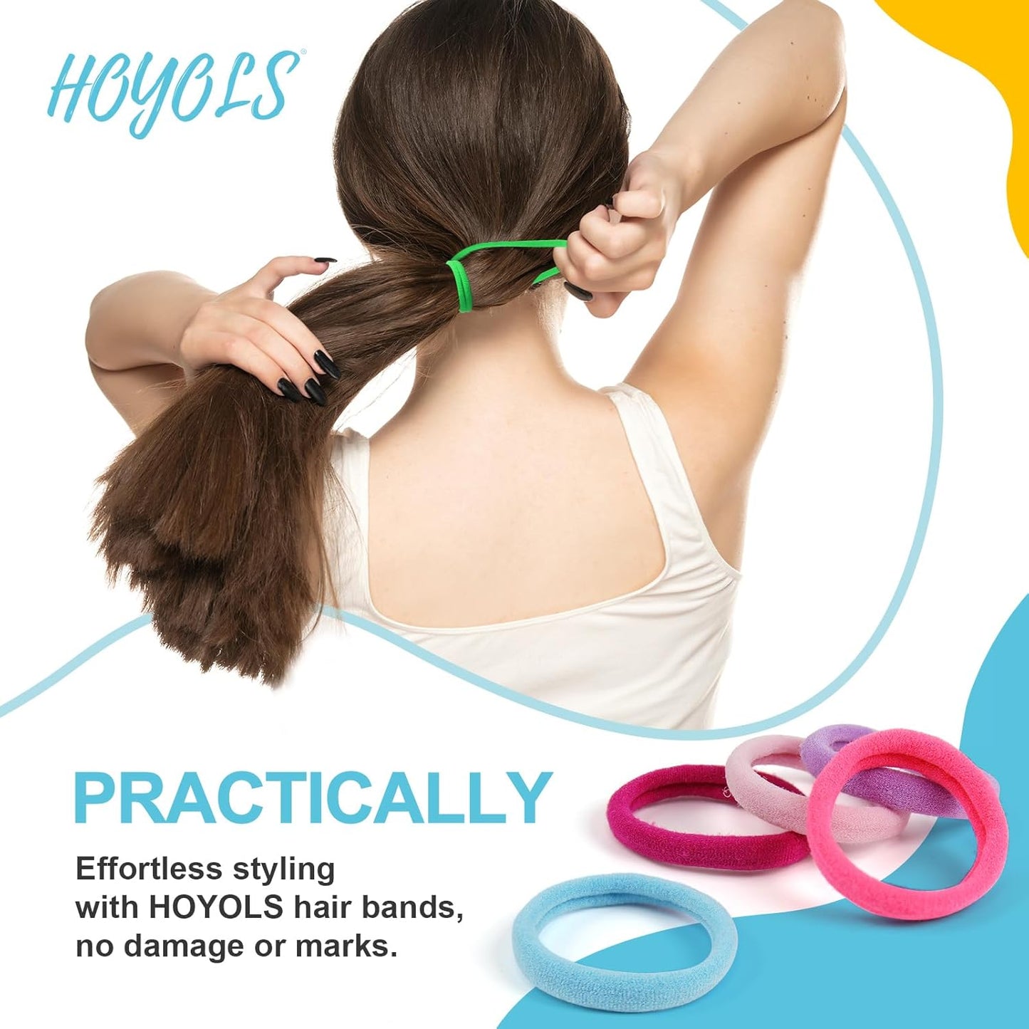 Seamless Hair Band | No-Crease Ponytail Holders - 10 Multi-Color Small Hair Ties (4cm)