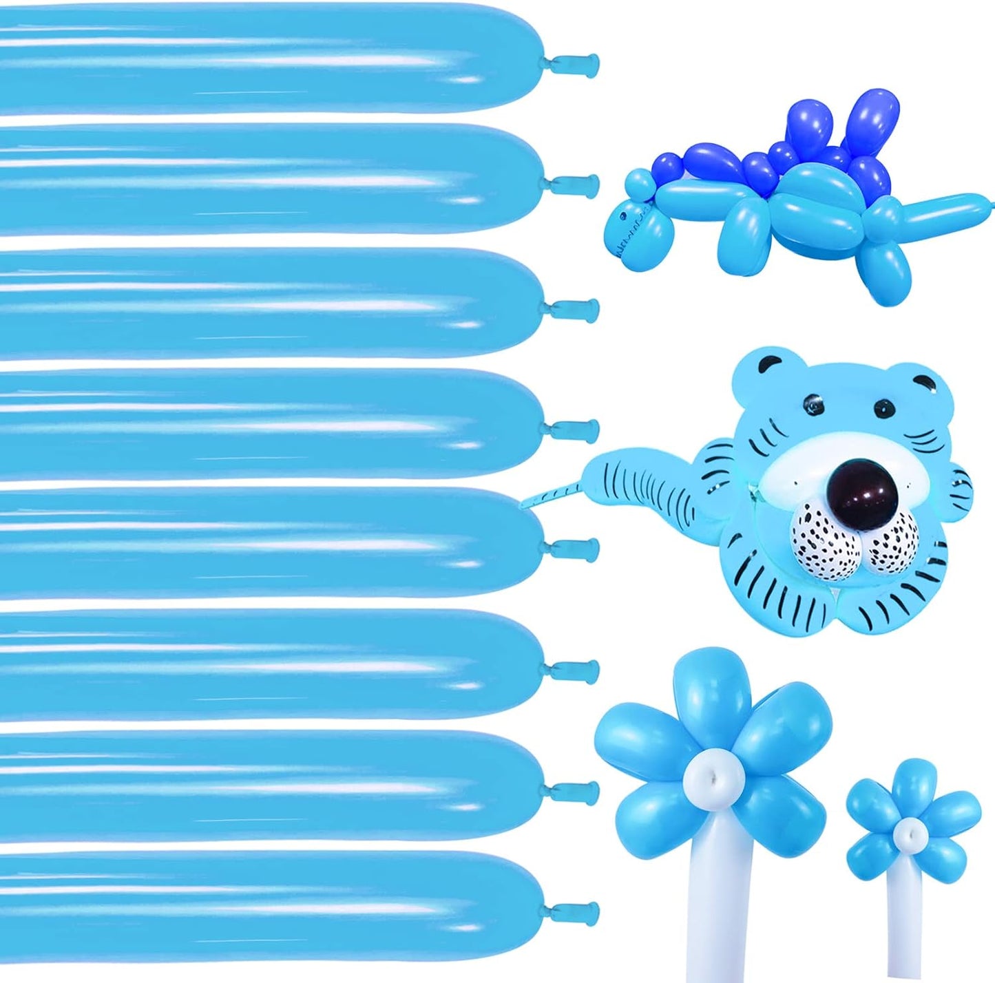 Clear 260 Balloons - Premium Long Skinny Latex Balloons for Animal Creations | 100 Pcs for Kids' Parties