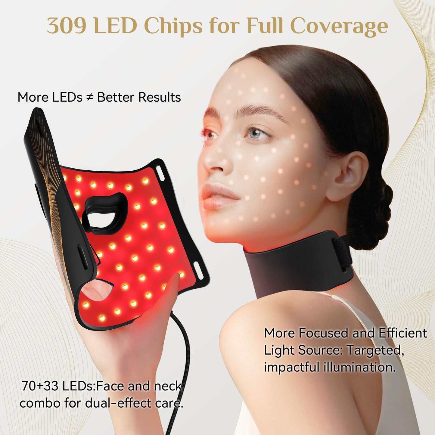 Red Light Therapy for Face, LED Light Therapy Mask Skin Care Mask & Neck, LED Red & NIR Light Therapy Wavelength for Home Use, Working Travel Yoga Sleep