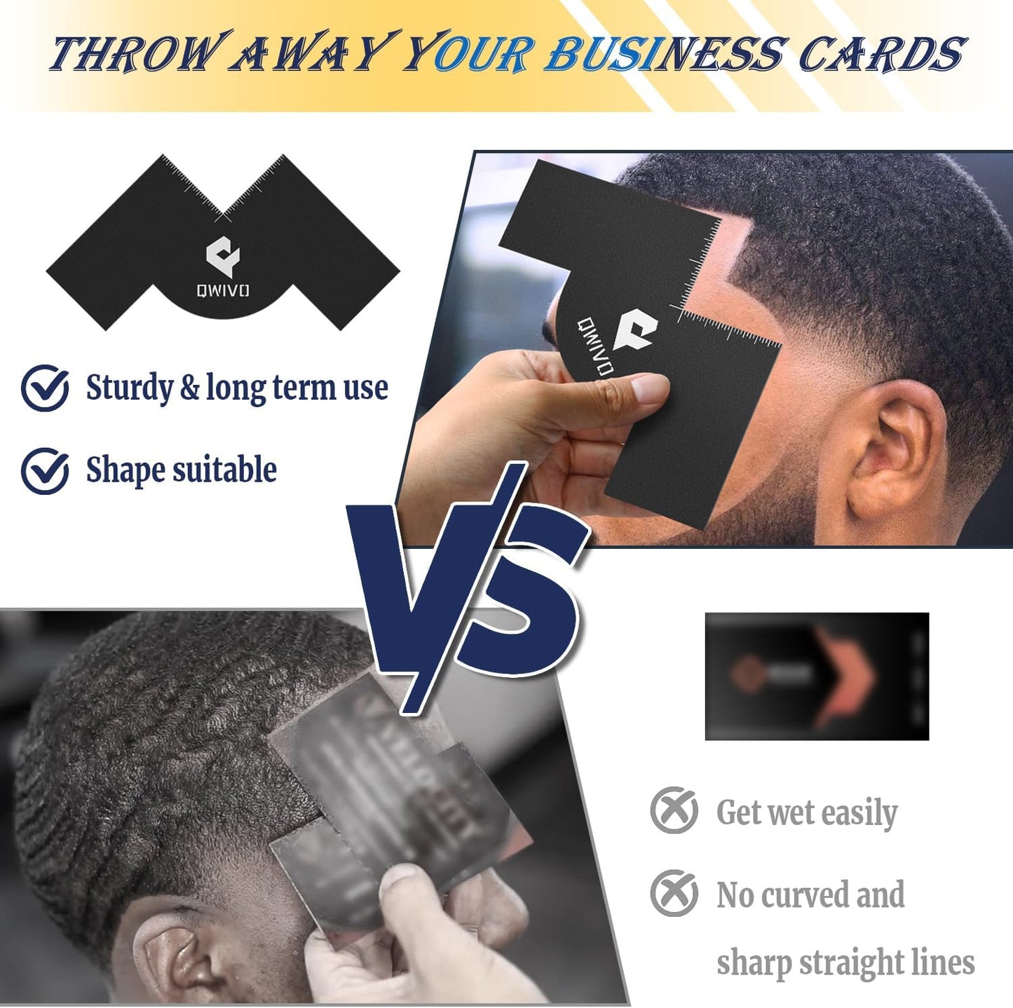 Curved Hairline Shaping Tool - Reusable Wavy Barber Card | Flexible Beard Lineup Tool with Measurement Indicators for Men
