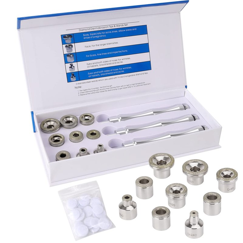 Microdermabrasion Tips Set - 9 Replacement Tips & 3 Wands | Compatible Accessories for Smooth Skin
