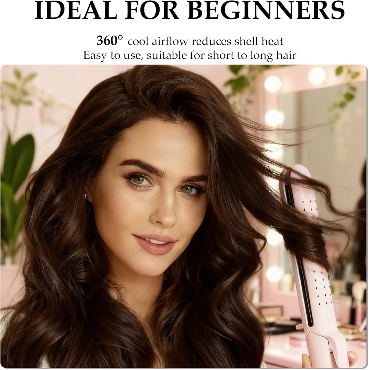 2 in 1 Hair Straightener and Curler - Airflow Technology for Damage-Free Styling | Quick Hold for Straight, Curly, Wavy Hair