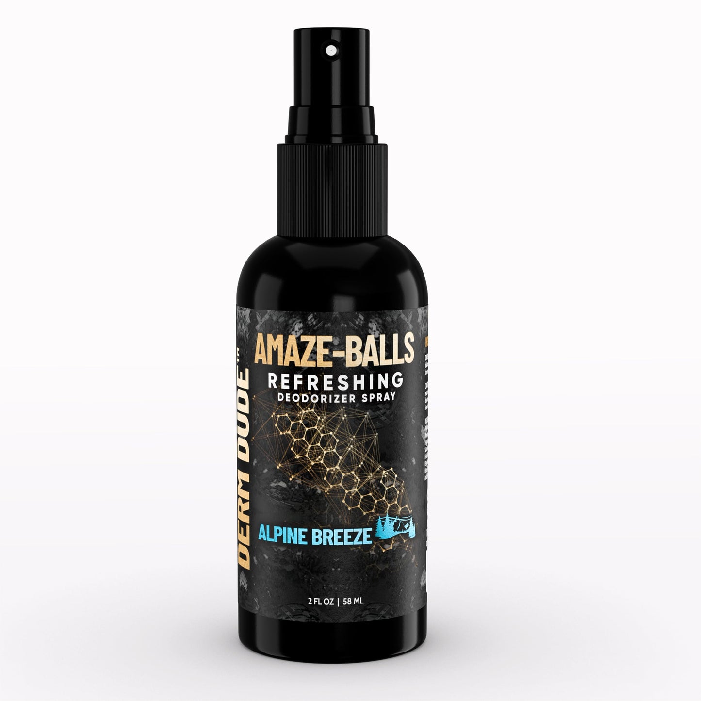 Derm Dude Amaze Ball Deodorant Spray for Men | Anti-Chafing Groin & Sack Spray with DeoPlex & Aloe Vera | Odor & Sweat Control for Private Parts | Alpine Breeze Scent, Talc-Free, 2oz