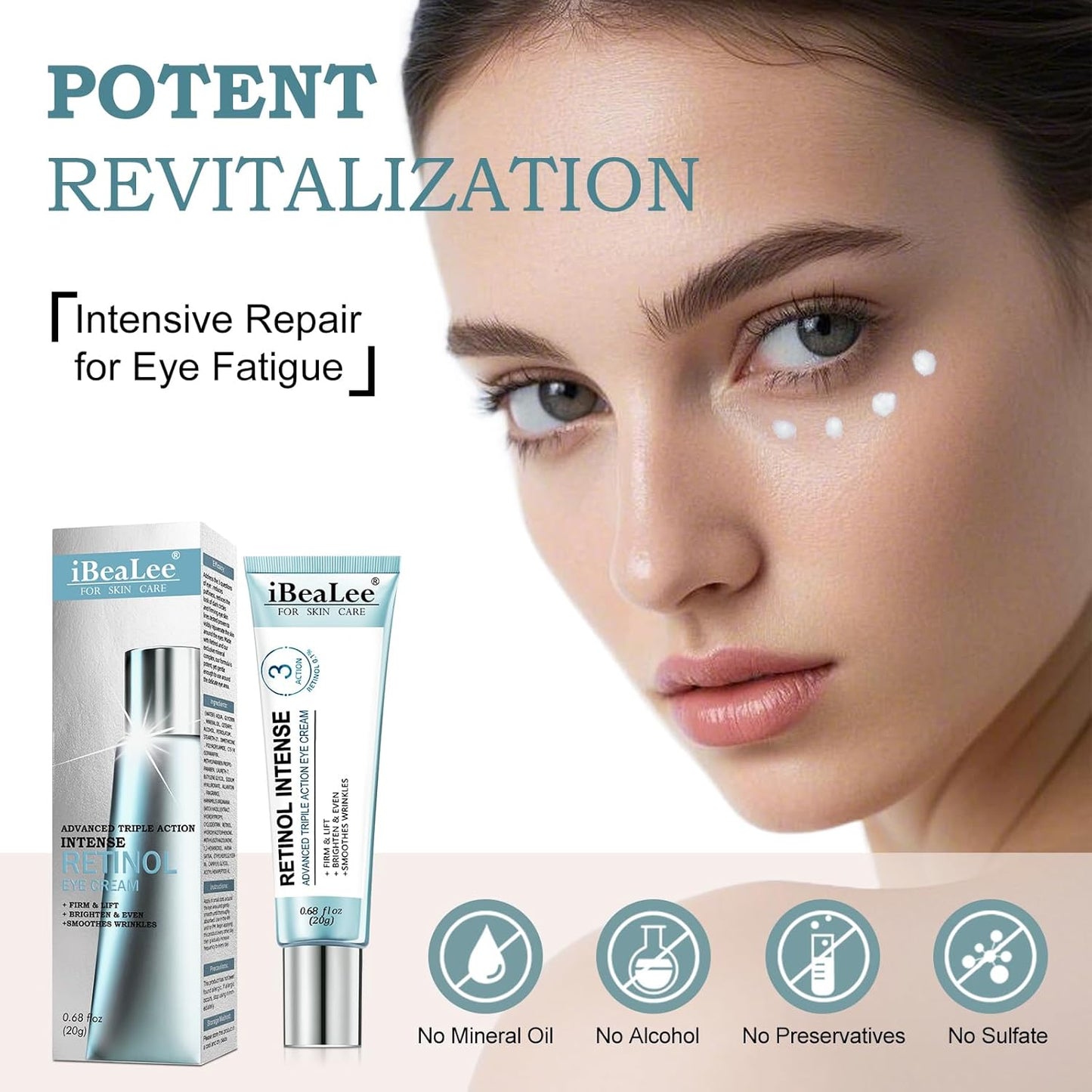Eye Cream for Dark Circles & Wrinkles - Anti-Aging Formula with Retinol & Hyaluronic Acid | Non-Greasy, Firming Treatment