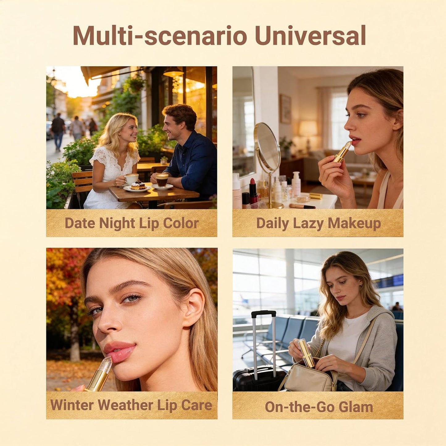 Color Changing Lipstick for Mature Women - pH Adjusting, Transfer-Proof, Long-Lasting Moisturizing Lip Glow | Gold