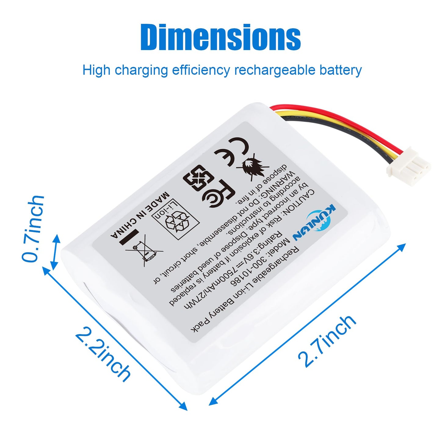 KUNLUN Battery Replacement 300-10186 for ADT Command Smart Security Panel ADT5AIO-1 ADT5AIO-2 ADT5AIO-3 ADT7AIO-1 2X16 AIO ADT2X16AIO-1 ADT2X16AIO-2 ADT Battery Replacement 3.6V