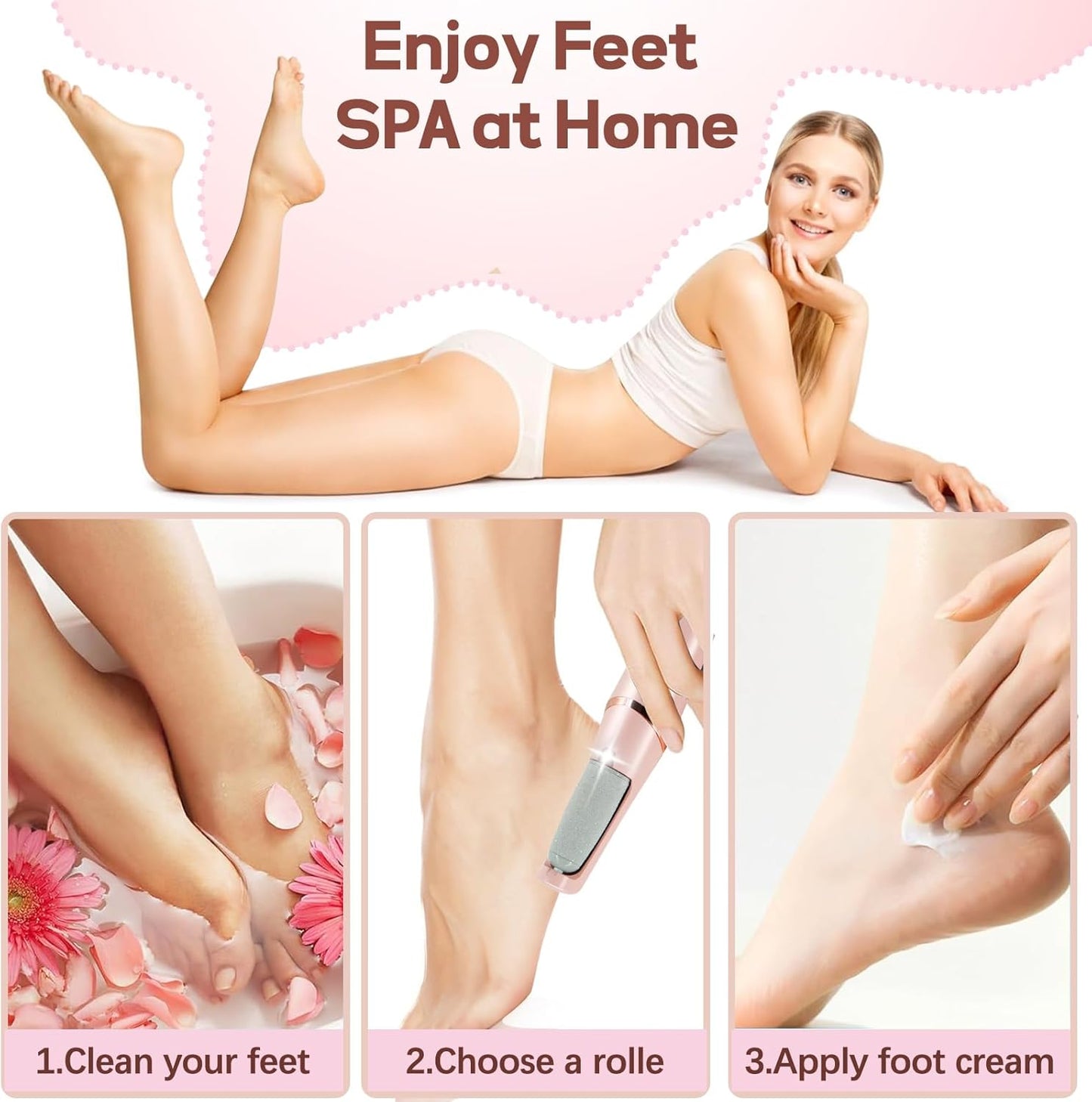 Electric Callus Remover for Feet - Rechargeable Pedicure Tool | Smooths Dry, Hard Skin