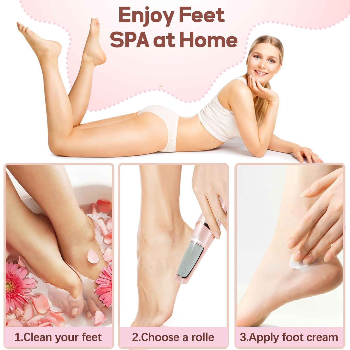 Callus Remover for Feet, ZABOUL Electric Foot Callus Remover Rechargeable Pedicure Tools Smooth Pedicure Wand Electronic Foot File, Feet Care for Removes Dry Hard & Dead Skin Ideal Gift