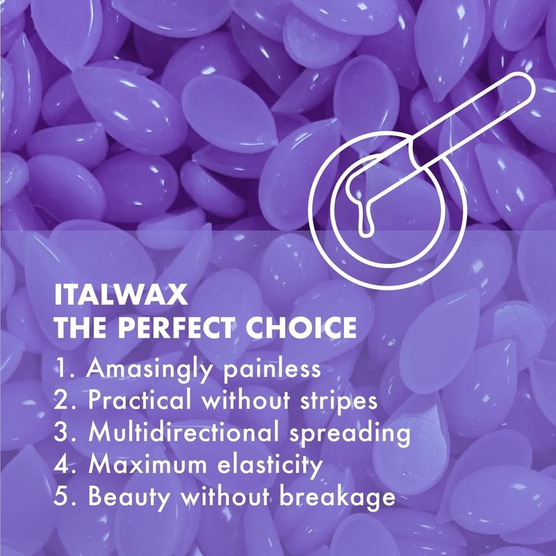 Italwax Top Line Orchid Hard Wax Beads 1.65 lb (750 g) – Transparent Fast-Setting Jelly Wax with Floral Fragrance for Bikini & Underarms, Strong Grip, Professional Use – Made in Italy