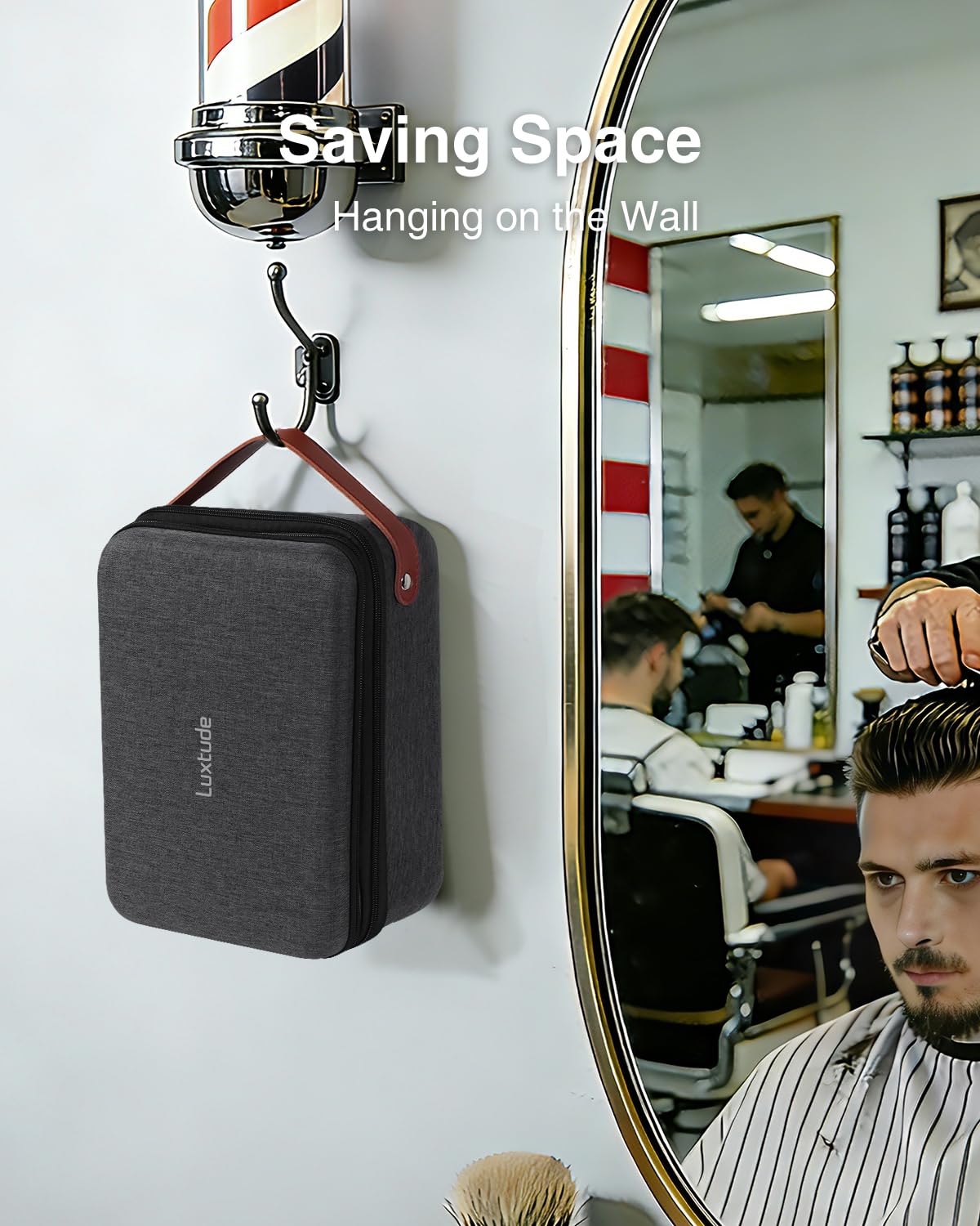 Luxtude Large Barber Case, Hard Barber Bags for Clippers and Supplies, Sturdy Hair Clipper Case for Travel, Clipper and Trimmer Cases for Wahl/Hatteker/Andis Grooming