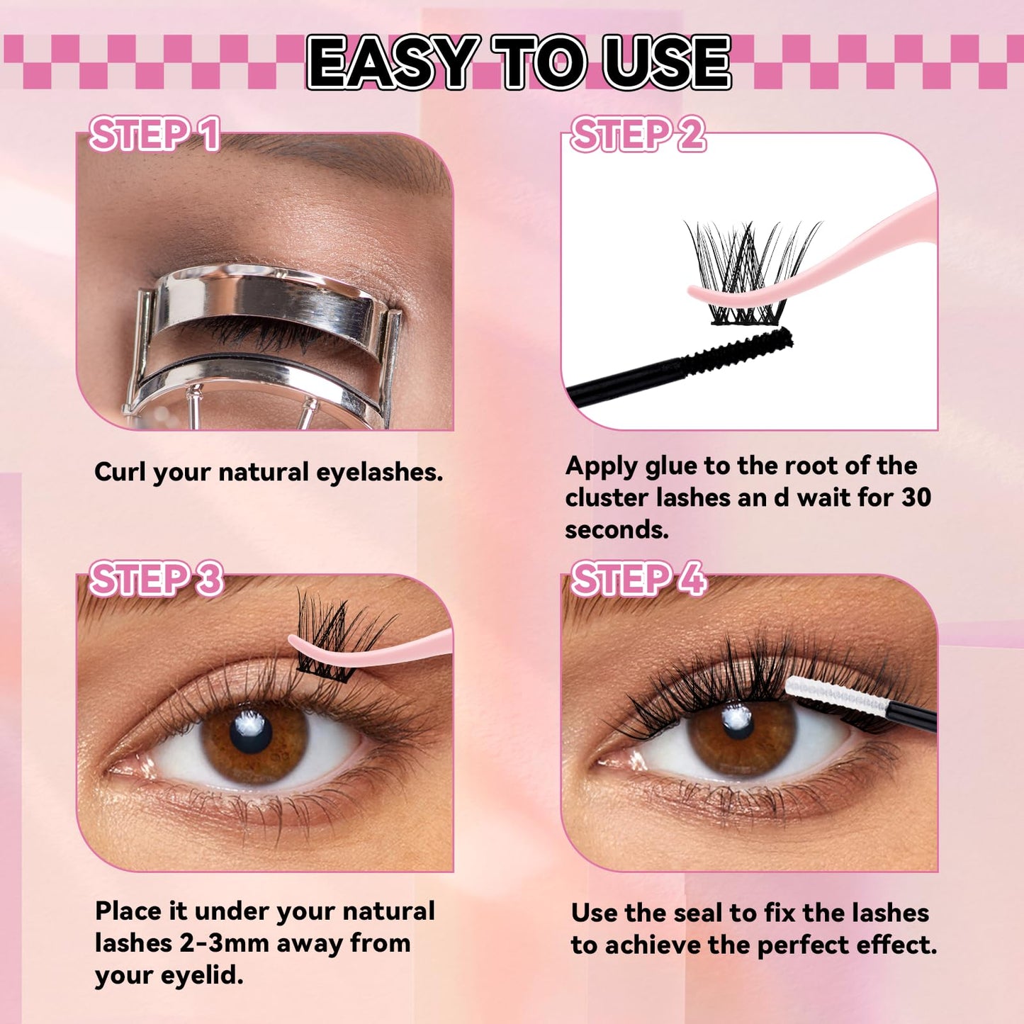 FADLASH Lash Clusters Wispy Eyelash Cluster D Curl 8-16mm Cluster Eyelash Extensions 168Pcs Individual Natural Lashes with Black Thin Band Soft and Reusable (GS49, 8-16mm)