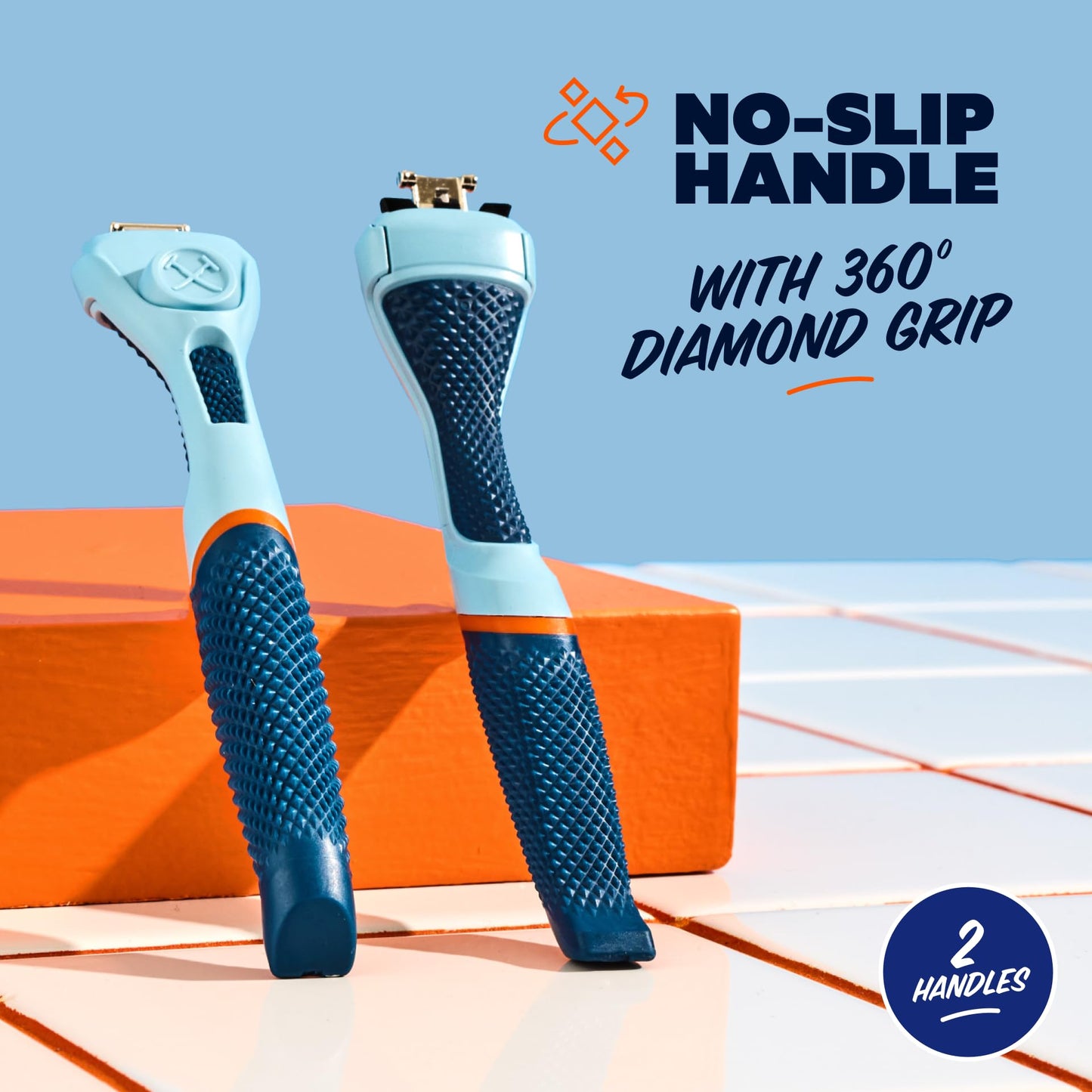 Dollar Shave Club | Razor Handle (2 Pack) Blue | Replacement Razor Blade Handles | Not Compatible with Other Razor Brands