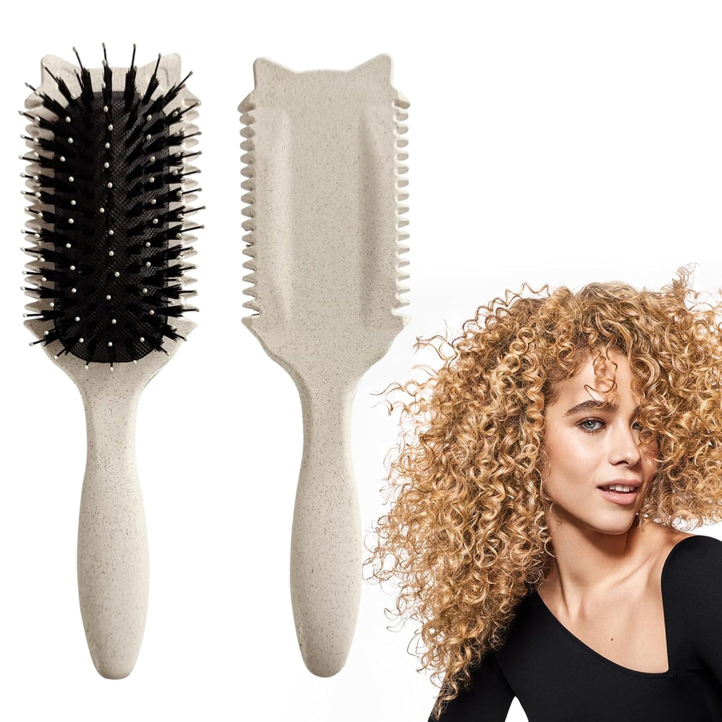Curl Defining Brush - Curly Hair Detangling & Shaping Tool | Vented Design (Green)