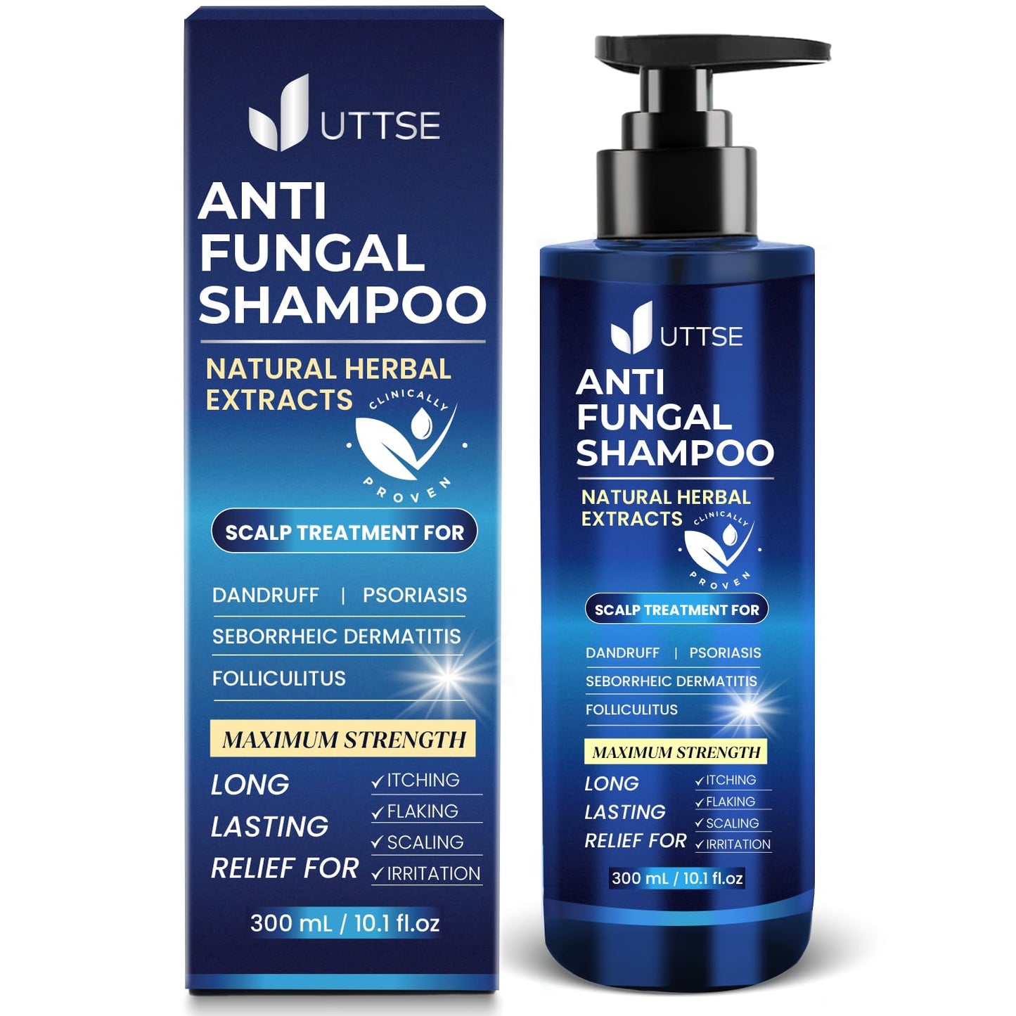 Anti-Fungal Shampoo for Scalp Psoriasis | Dandruff Relief for Folliculitis & Seborrheic Dermatitis - 300 mL / 10.1 fl. oz