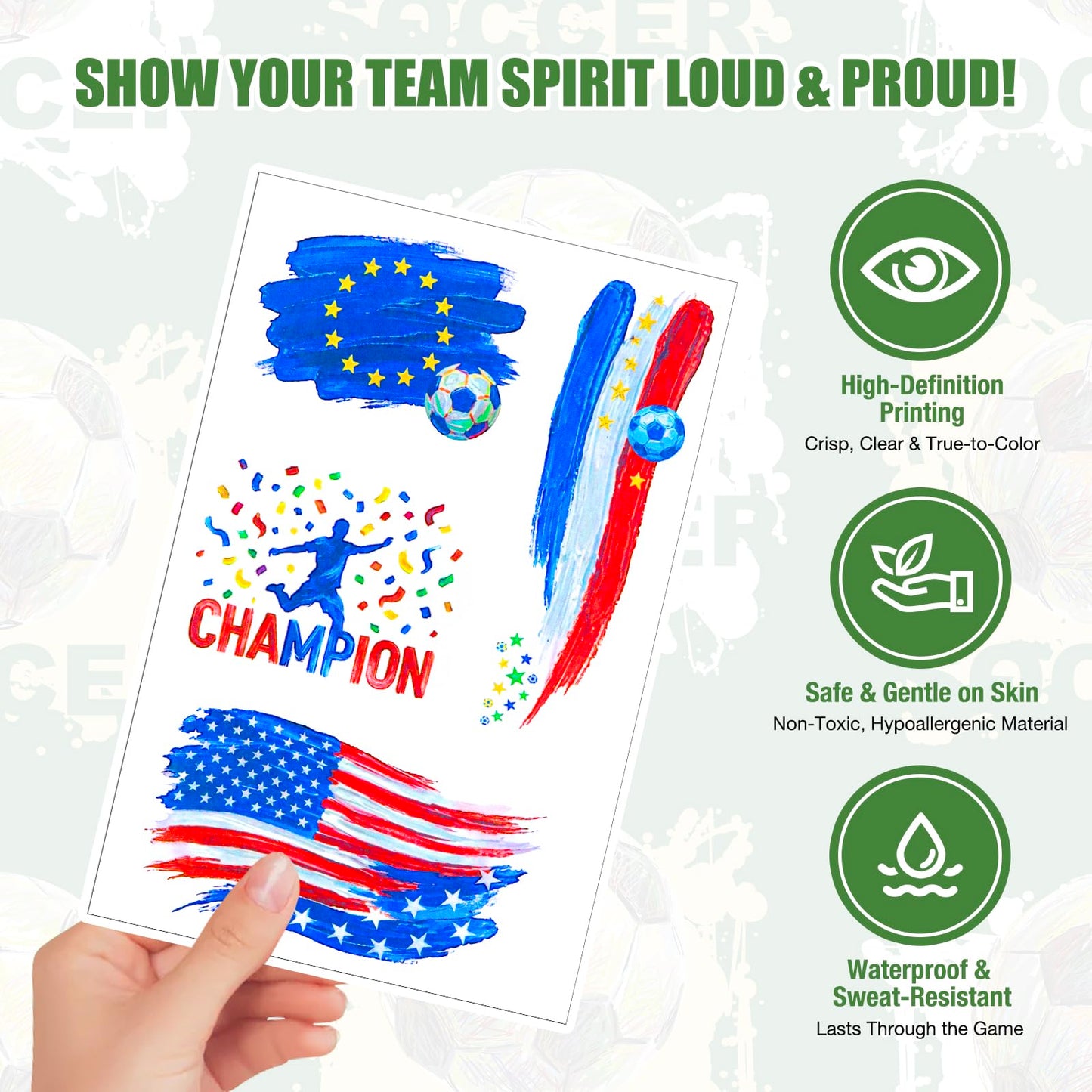45 Pcs Soccer Tattoos - World Cup Temporary Tattoos for Adult，Teens，Soccer Party Favors Sports Themed Supplies Fake Tattoo Stickers，World Cup 2026 Merchandise