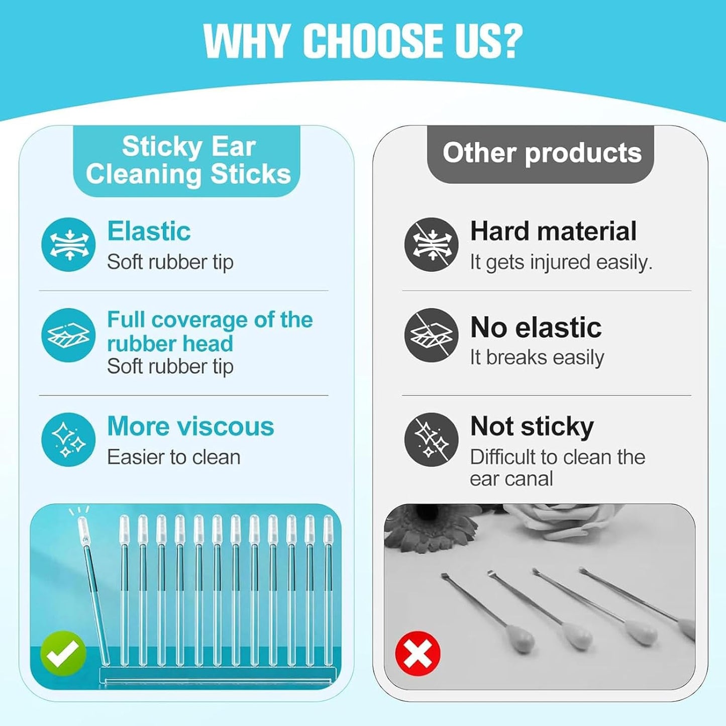 Sticky Ear Cleaning Stick - Gentle Earwax Removal Tool | 24 Pcs for Safe & Easy Cleaning