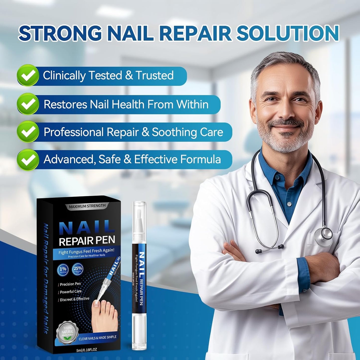 Nail Fungus Treatment Pen - 25% Undecylenic Acid for Toenail Repair | 5 Count, 5ml/0.18FL OZ
