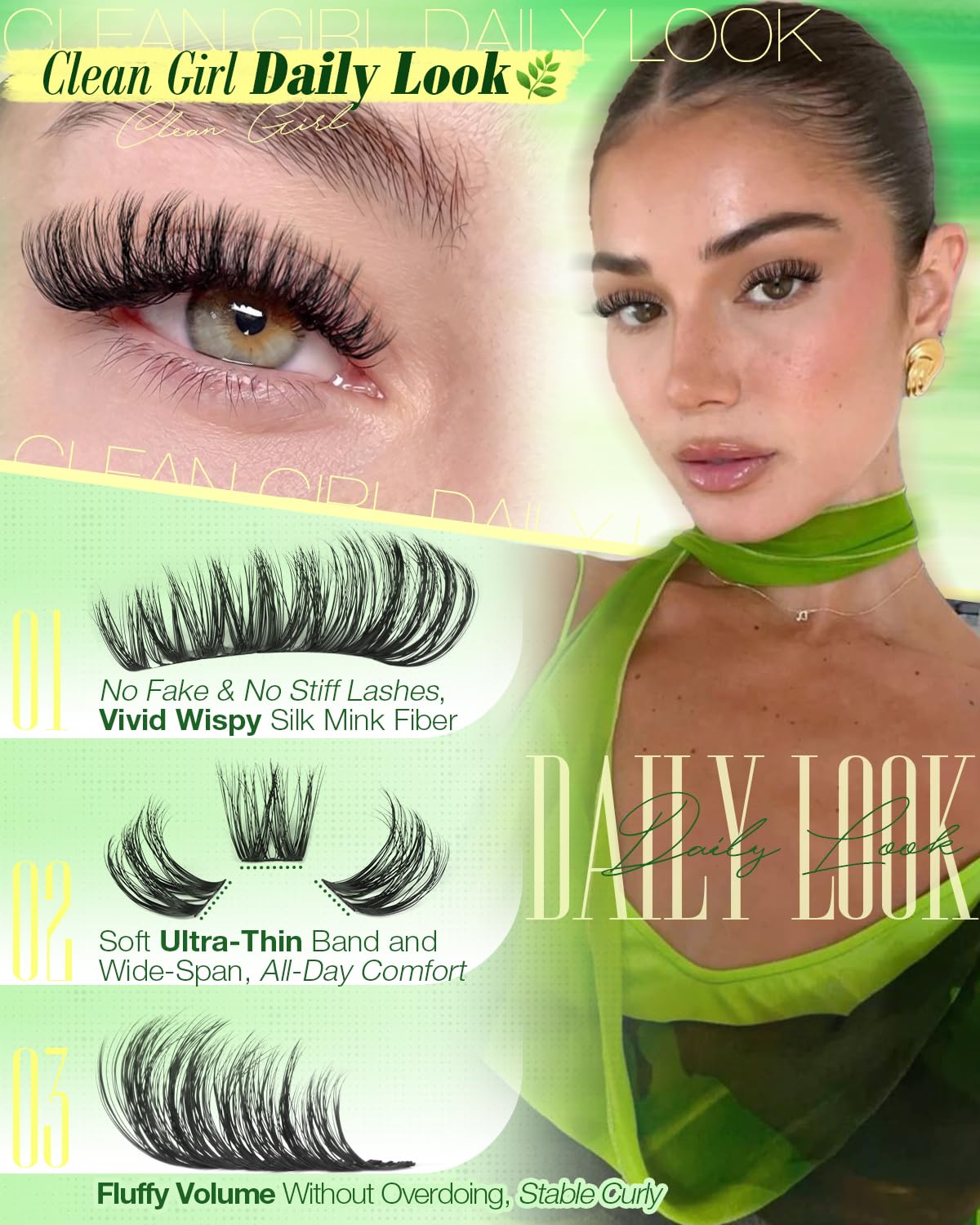 YDAGKH Wispy Lash Clusters Natural Fluffy Eyelashes